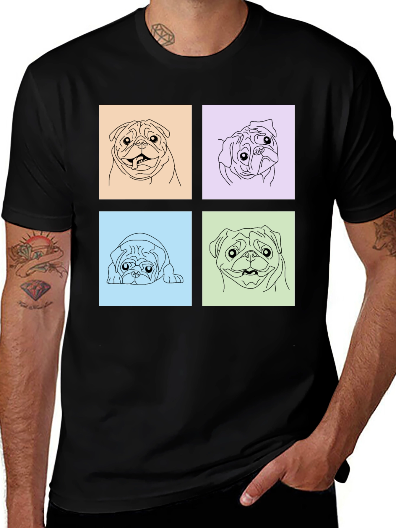 Variant 22 of Pug Pop Art T-Shirt - Cute Dog Lover Tee