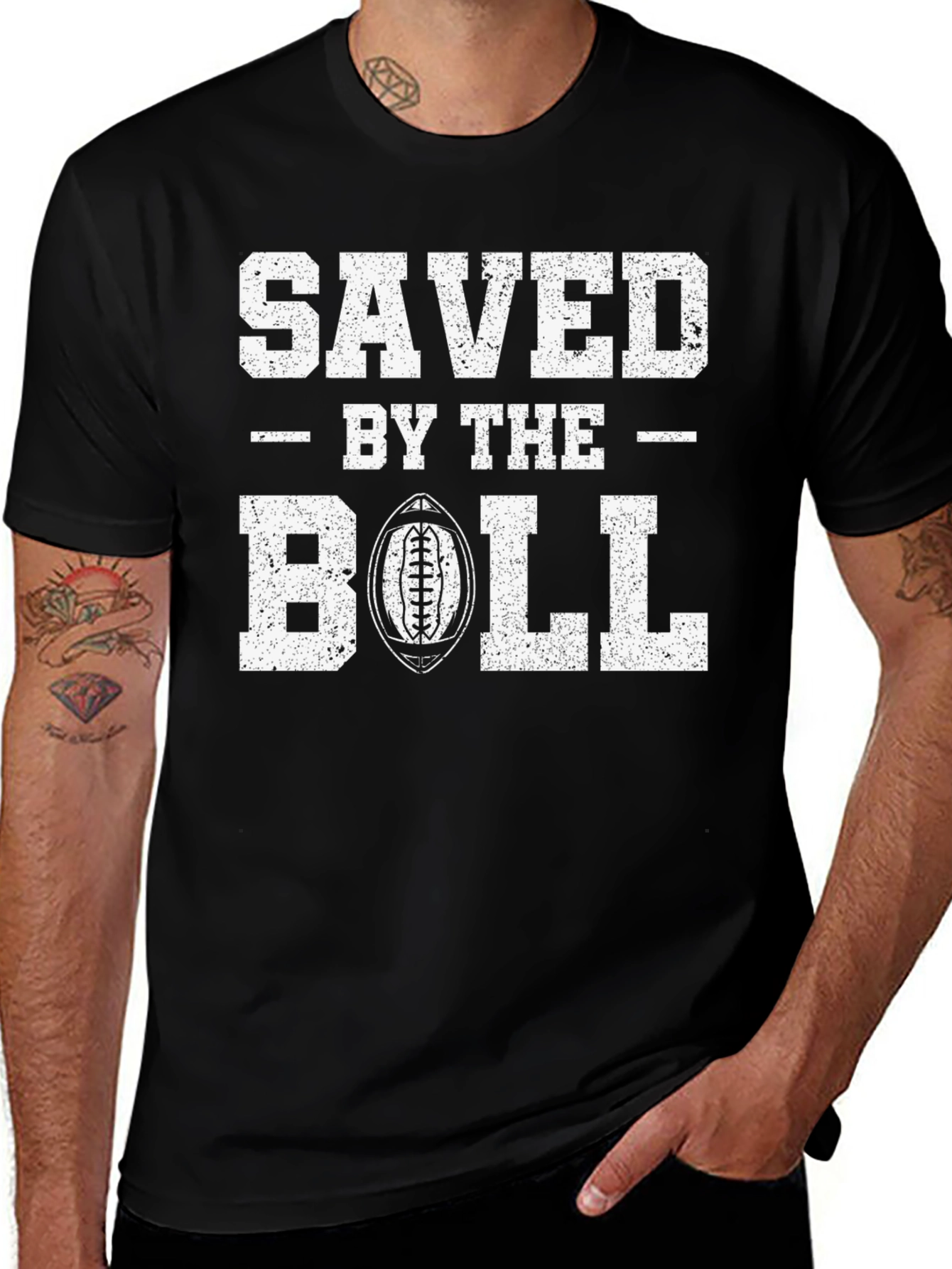 Variant 27 of Saved By The Ball Football Graphic T-Shirt