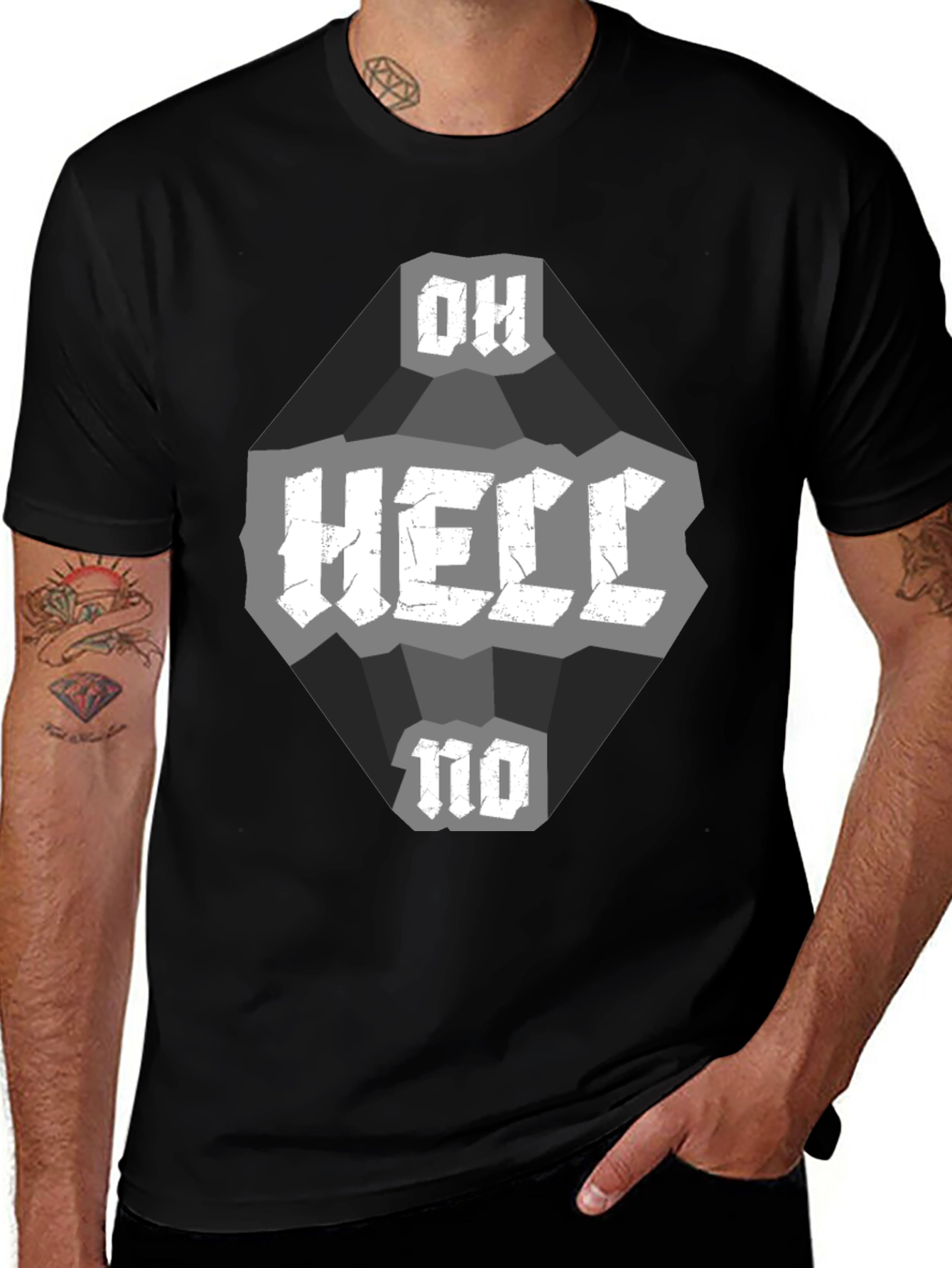 Variant 2 of Oh Hell No Graphic T-Shirt - Men's Black Crew Neck