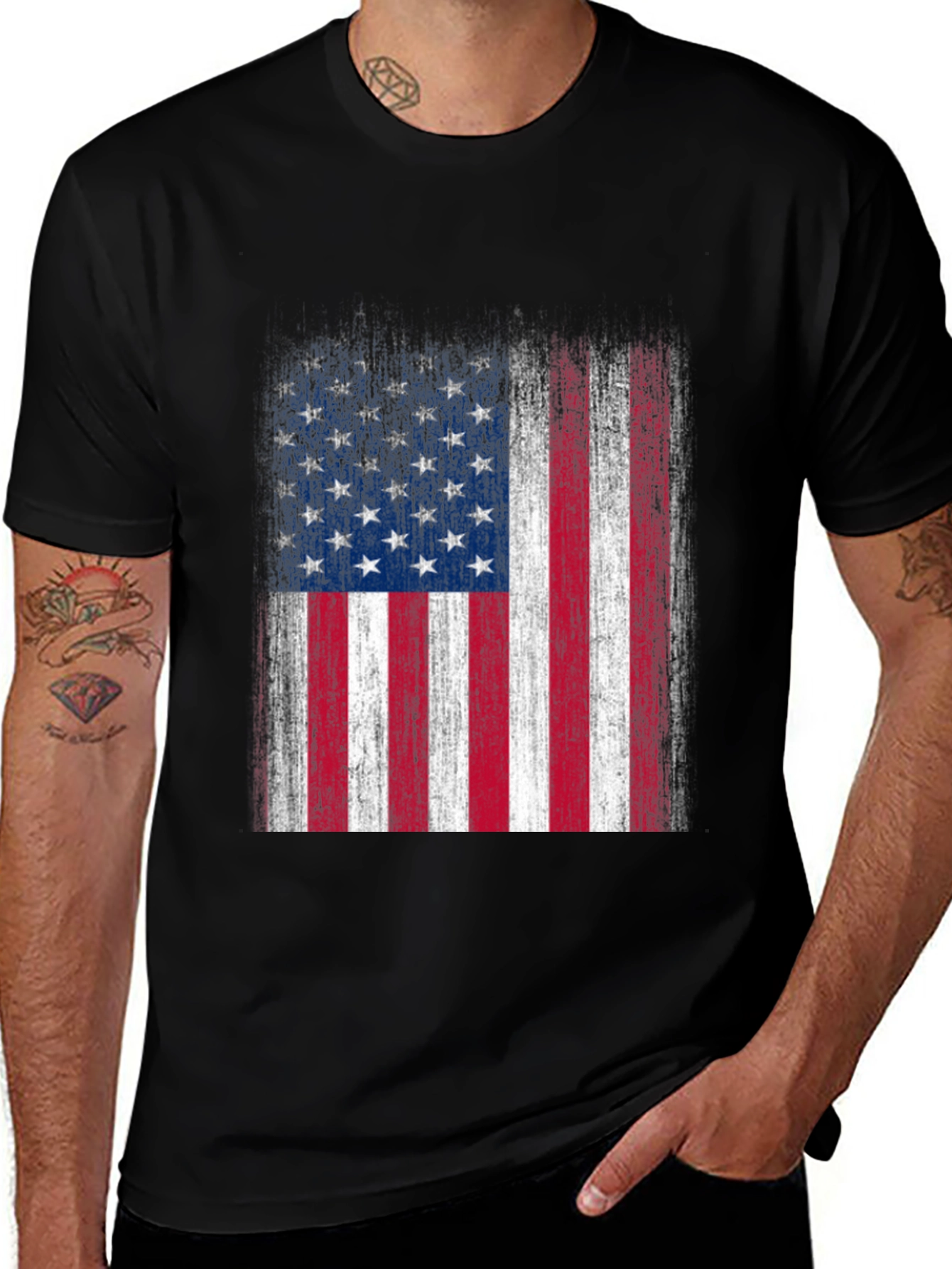 Variant 8 of Distressed American Flag Graphic T-Shirt