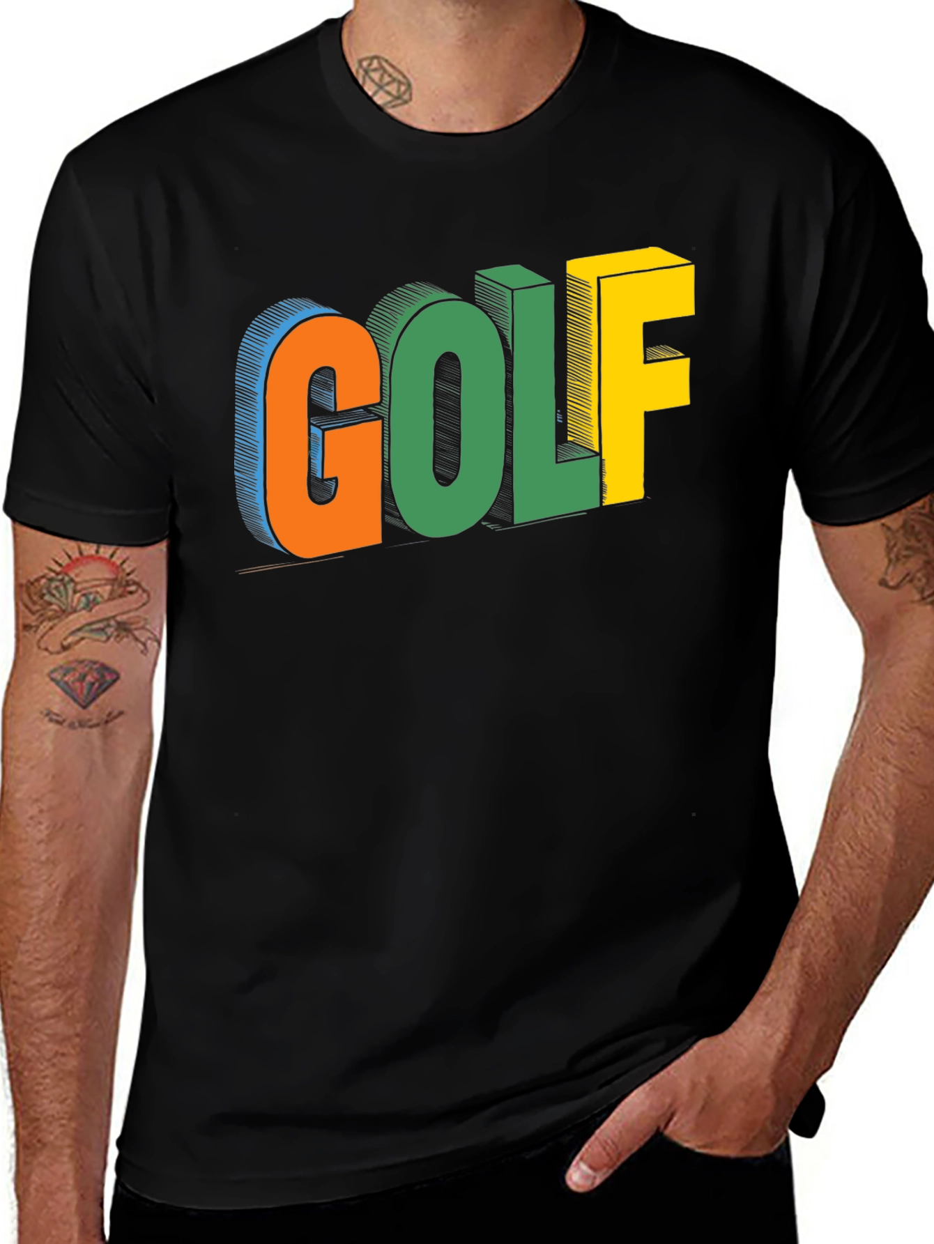 Variant 16 of Golf Graphic Print Black T-Shirt