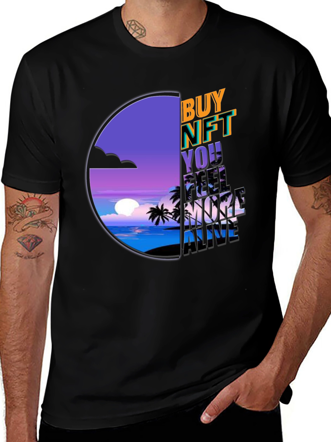Variant 17 of Buy NFT T-Shirt: Vaporwave Sunset Graphic Tee