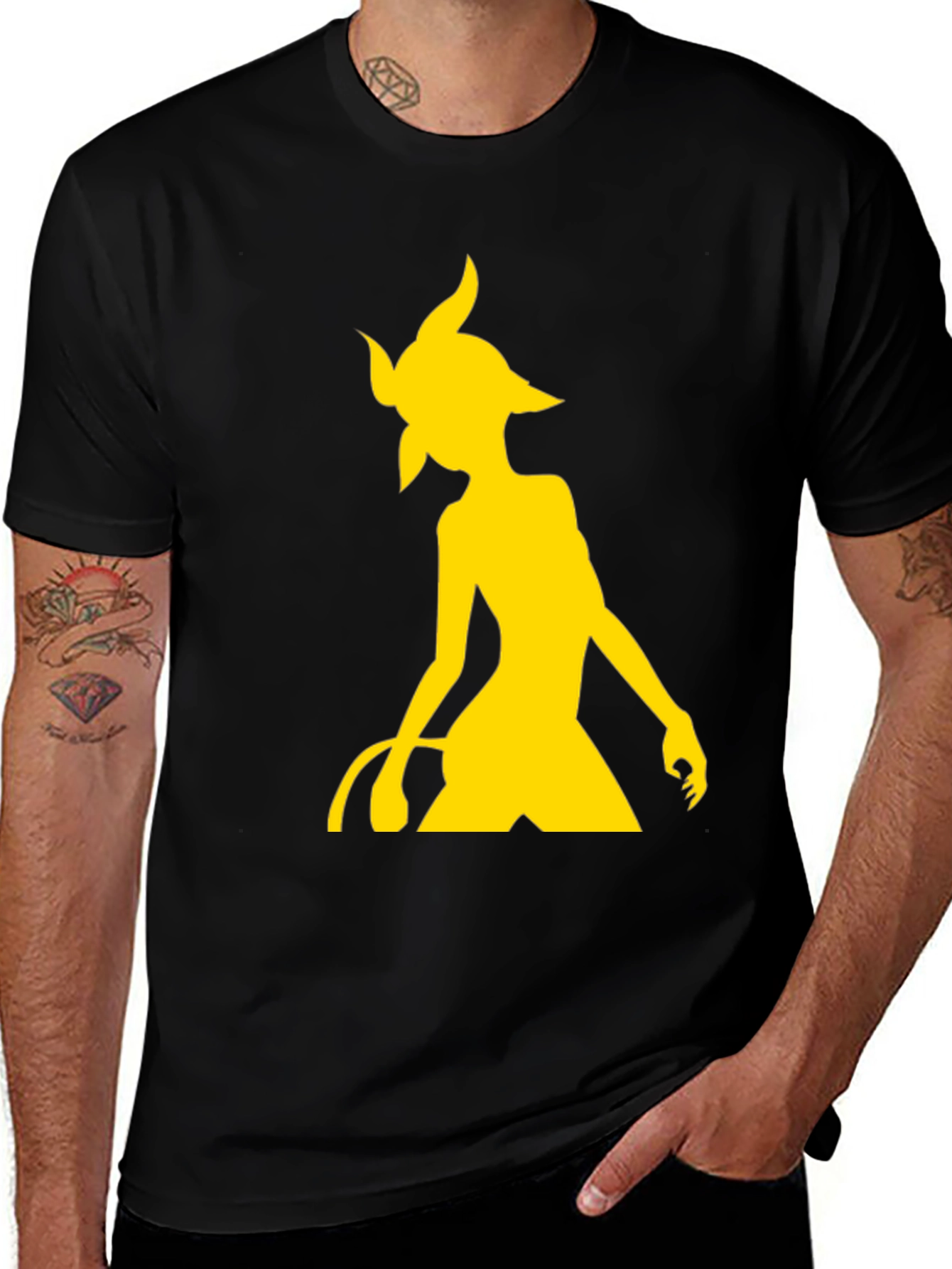Variant 16 of Devil Silhouette Graphic Print Black T-Shirt