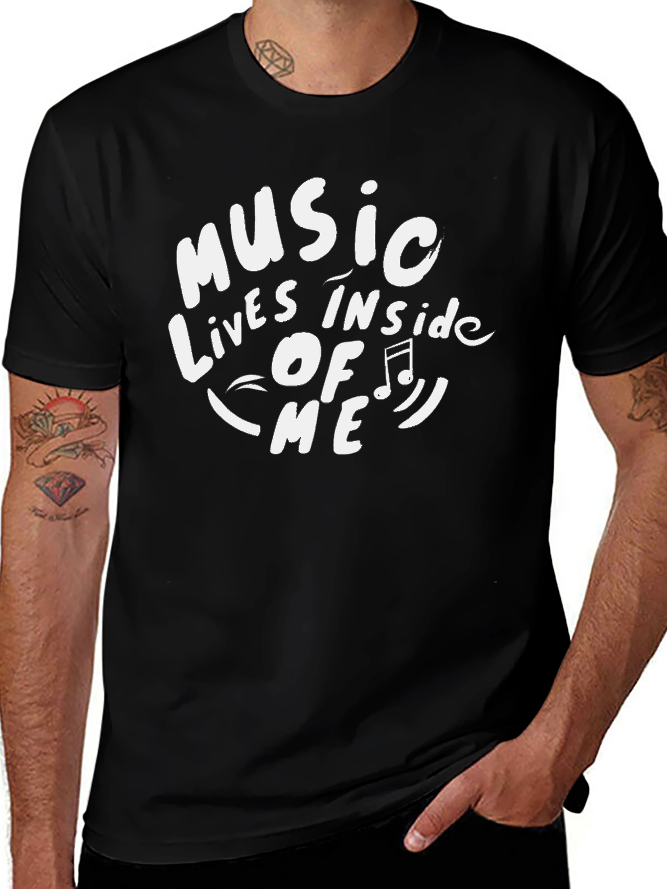 Variant 10 of Music Inside Me Graphic Tee - Black Cotton T-Shirt