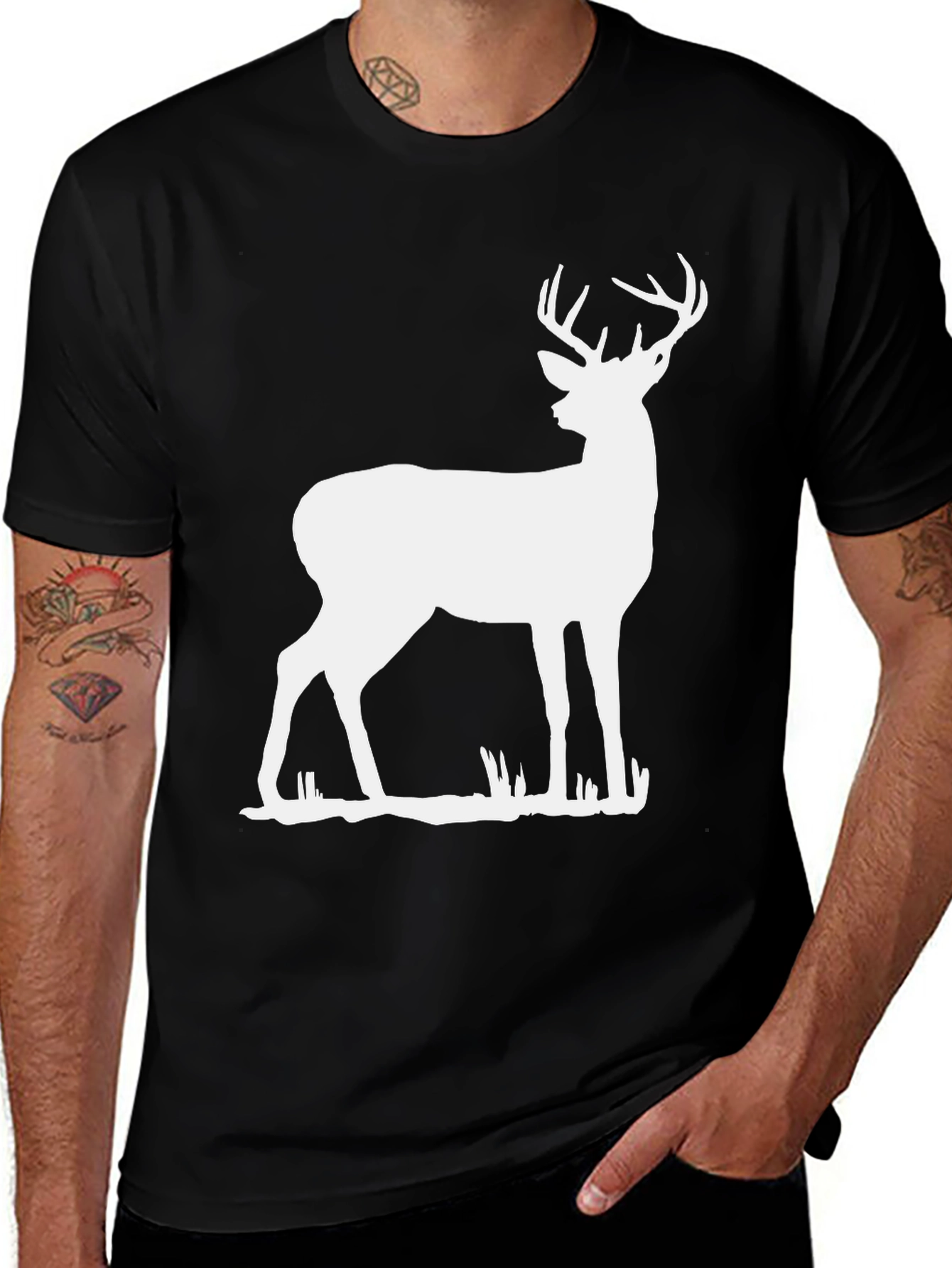 Variant 29 of Deer Graphic Tee - Black T-Shirt