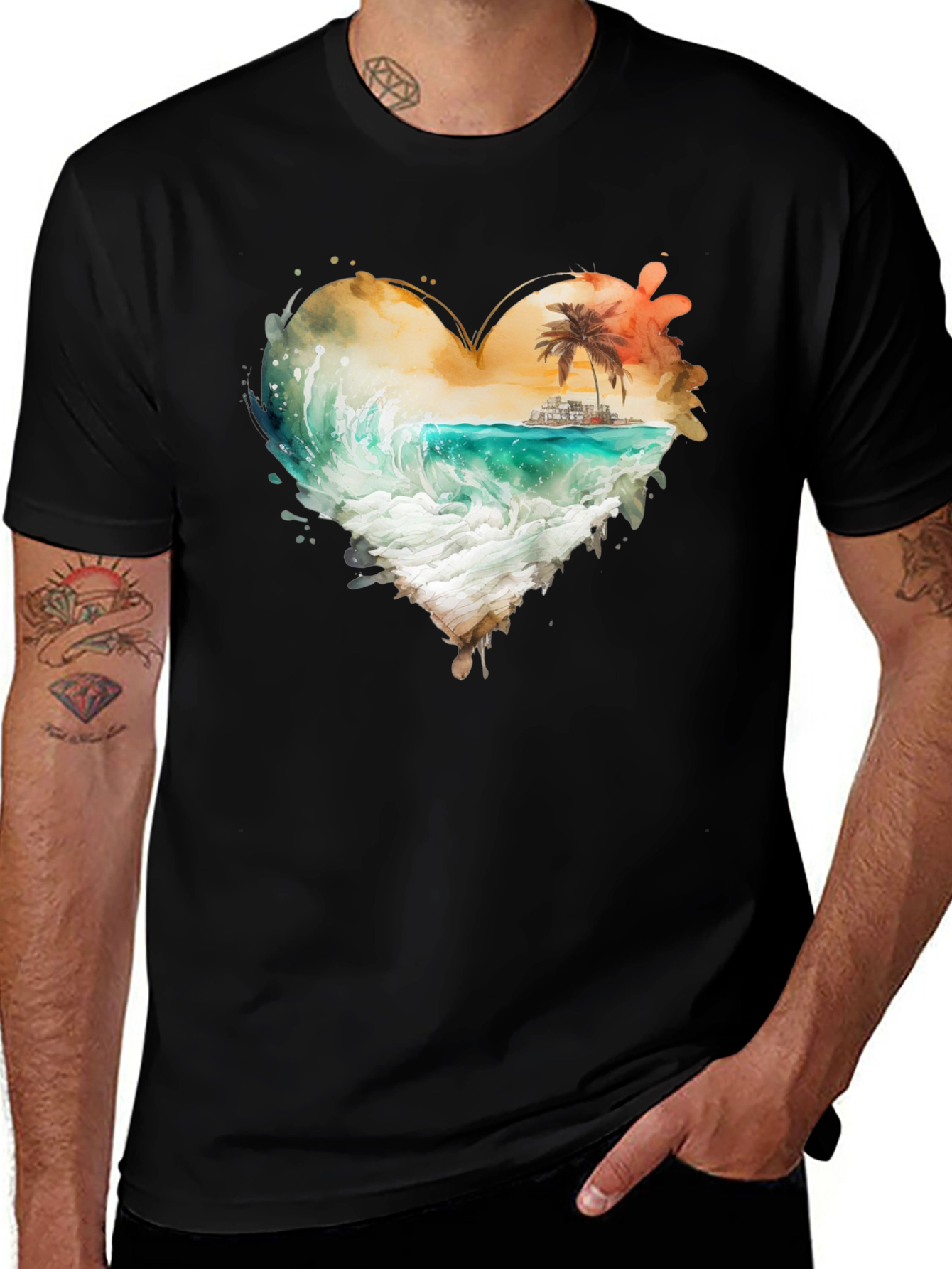Variant 19 of Heart Beach Wave Graphic T-Shirt