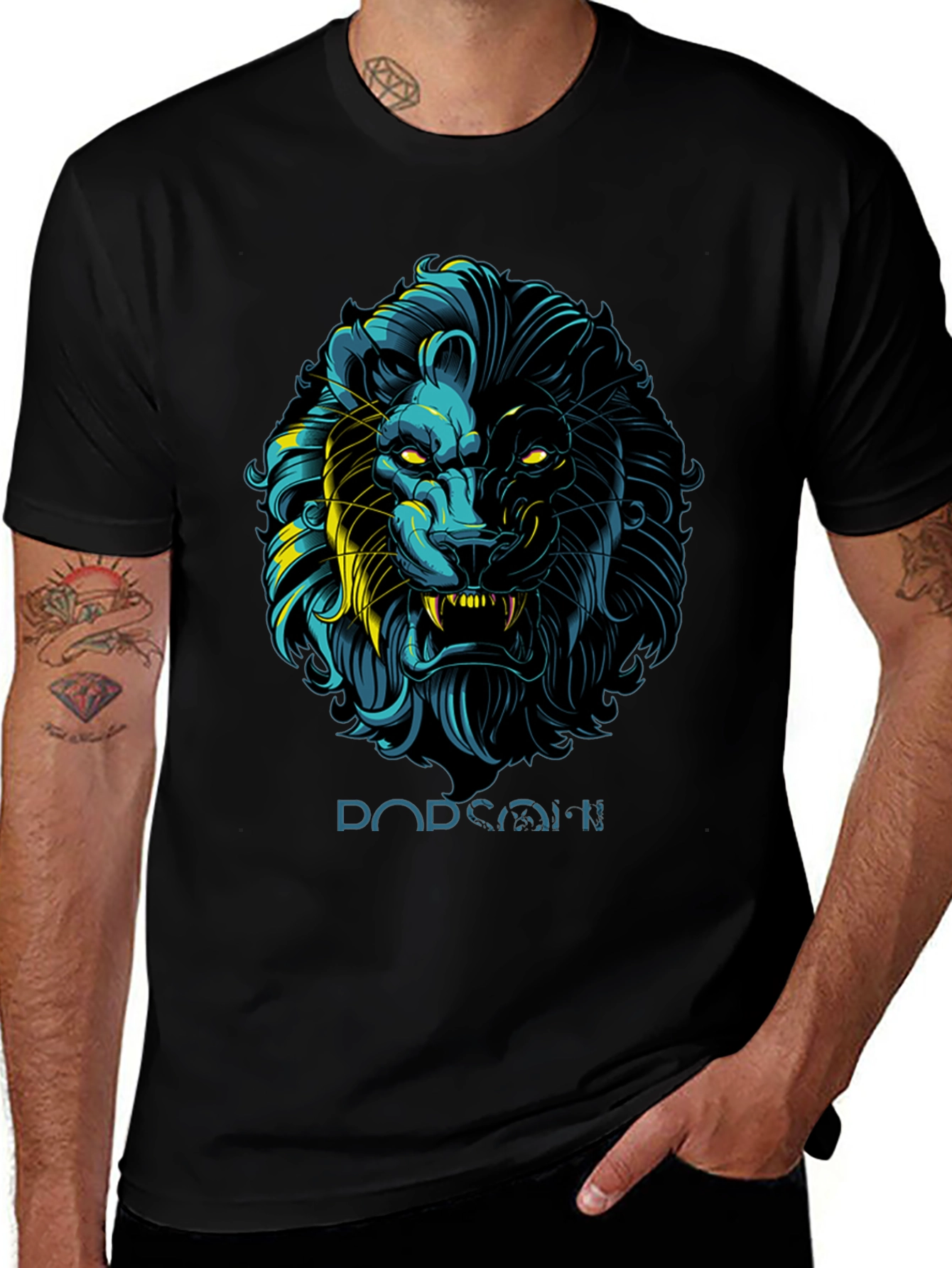 Variant 9 of Lion Graphic Print Black T-Shirt - Stylish Men's Apparel