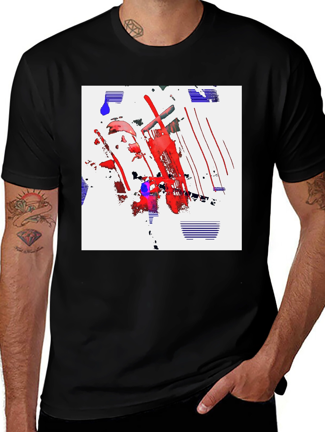 Variant 18 of Abstract Graphic Print Black T-Shirt