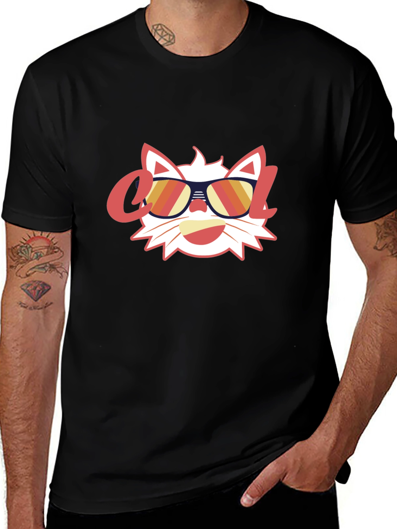 Variant 28 of Cool Cat Graphic T-Shirt - Black