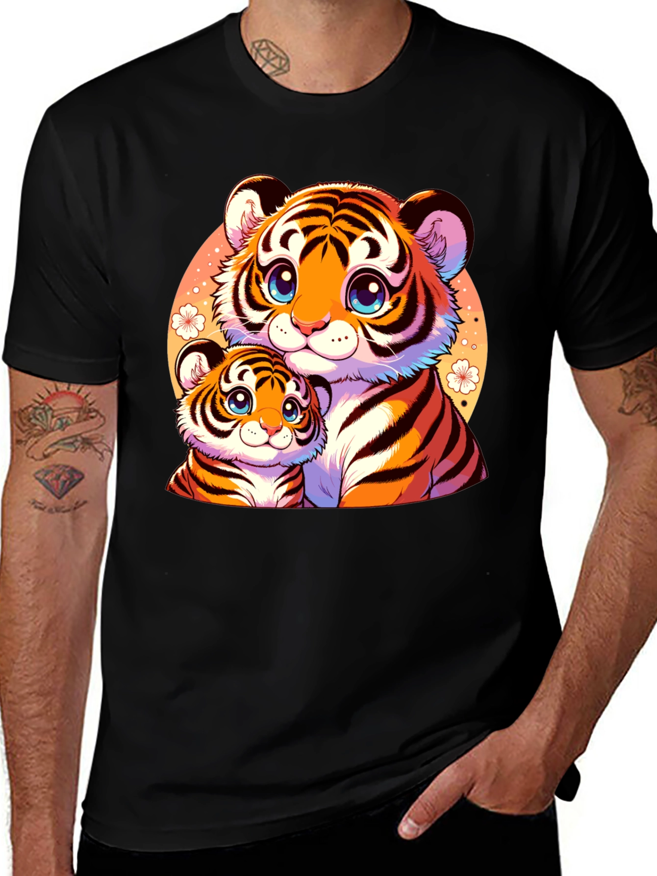 Variant 11 of Cute Tiger Cub Family Graphic Tee - Soft Cotton Blend