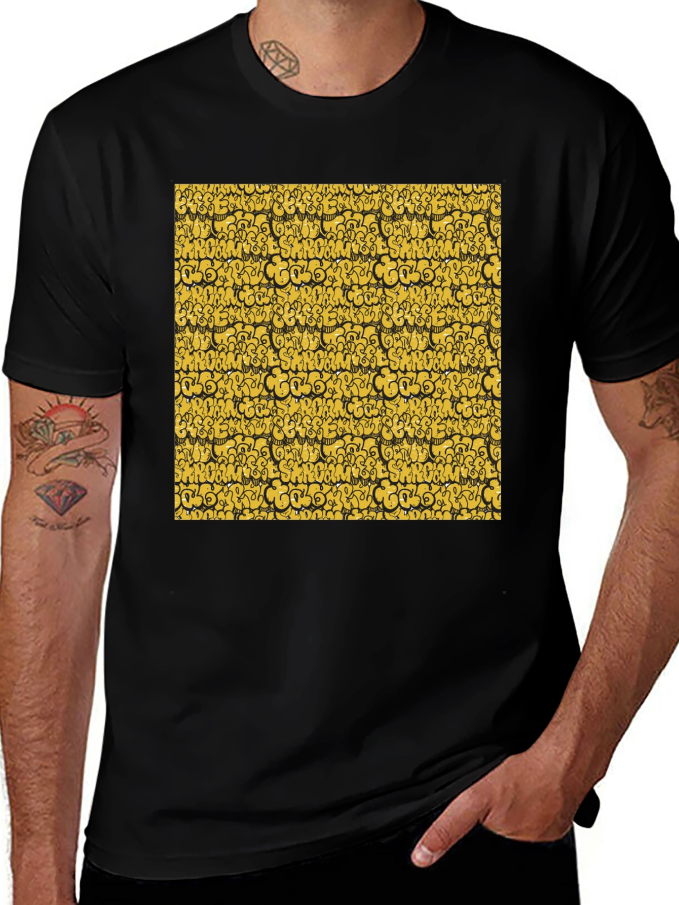 Variant 26 of Abstract Graphic Print Black T-Shirt