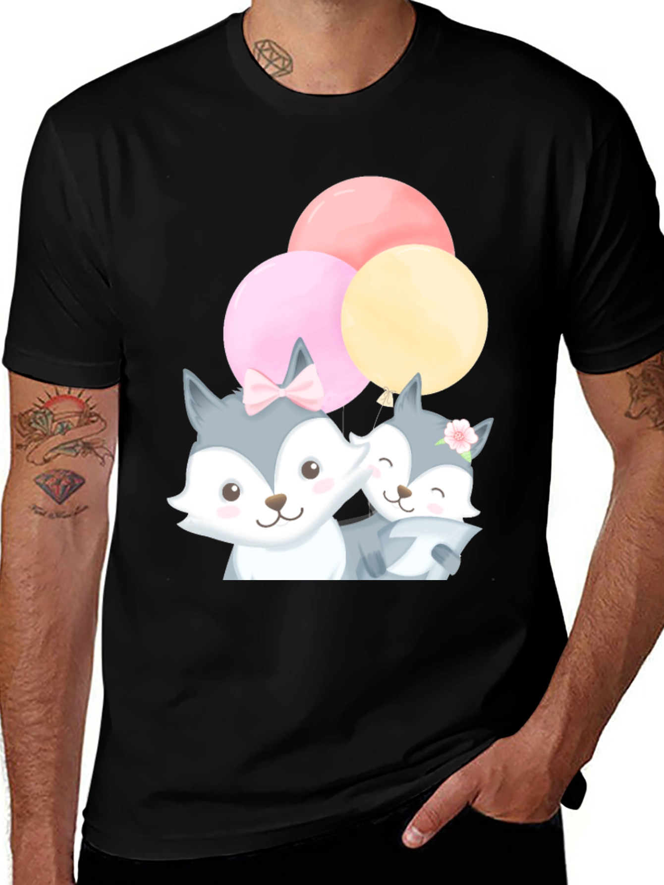 Cute Cartoon Fox Balloons T-Shirt