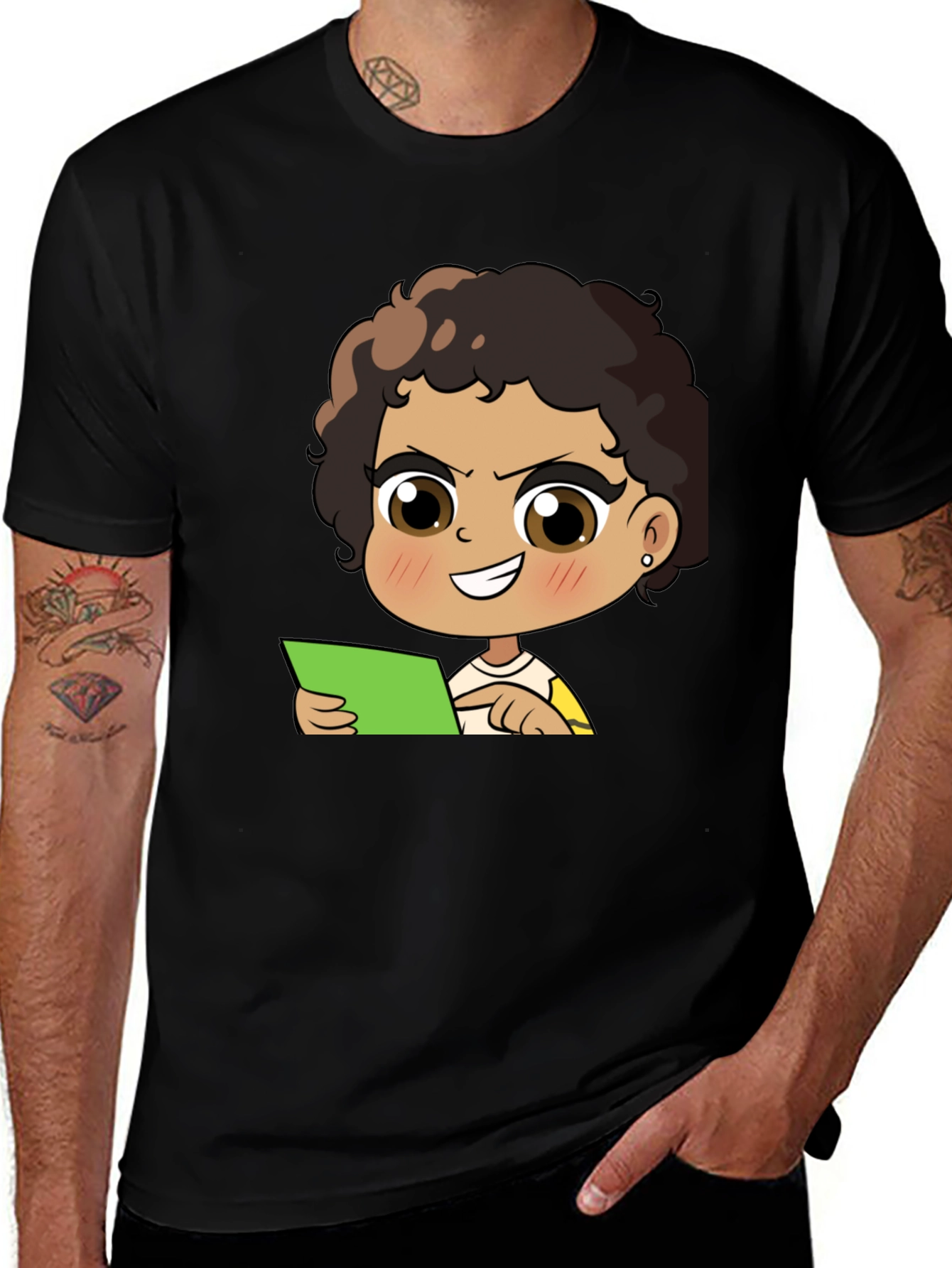 Variant 6 of Cartoon Character Black T-Shirt