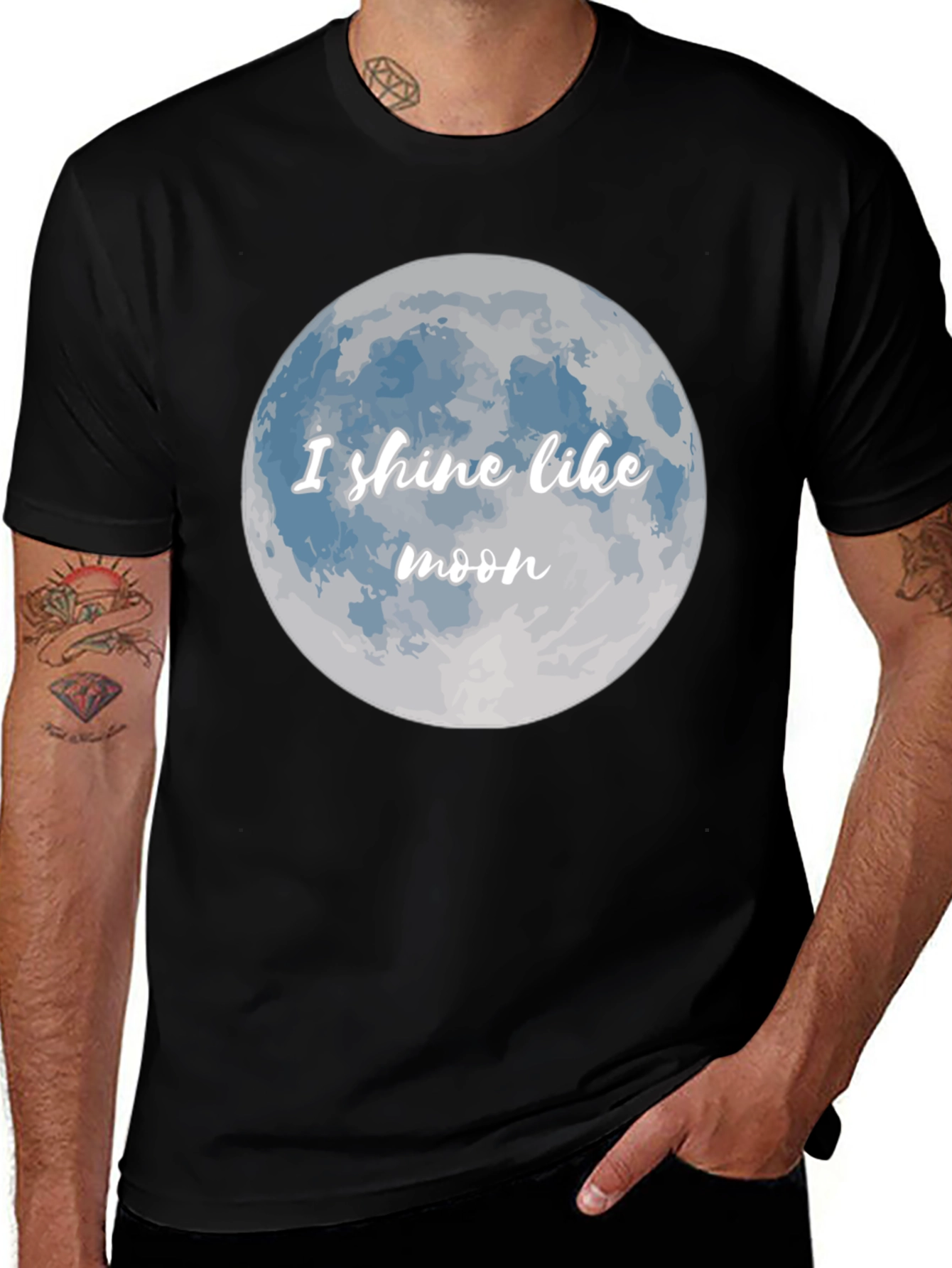 Variant 12 of I Shine Like Moon Graphic Tee - Black Casual T-Shirt