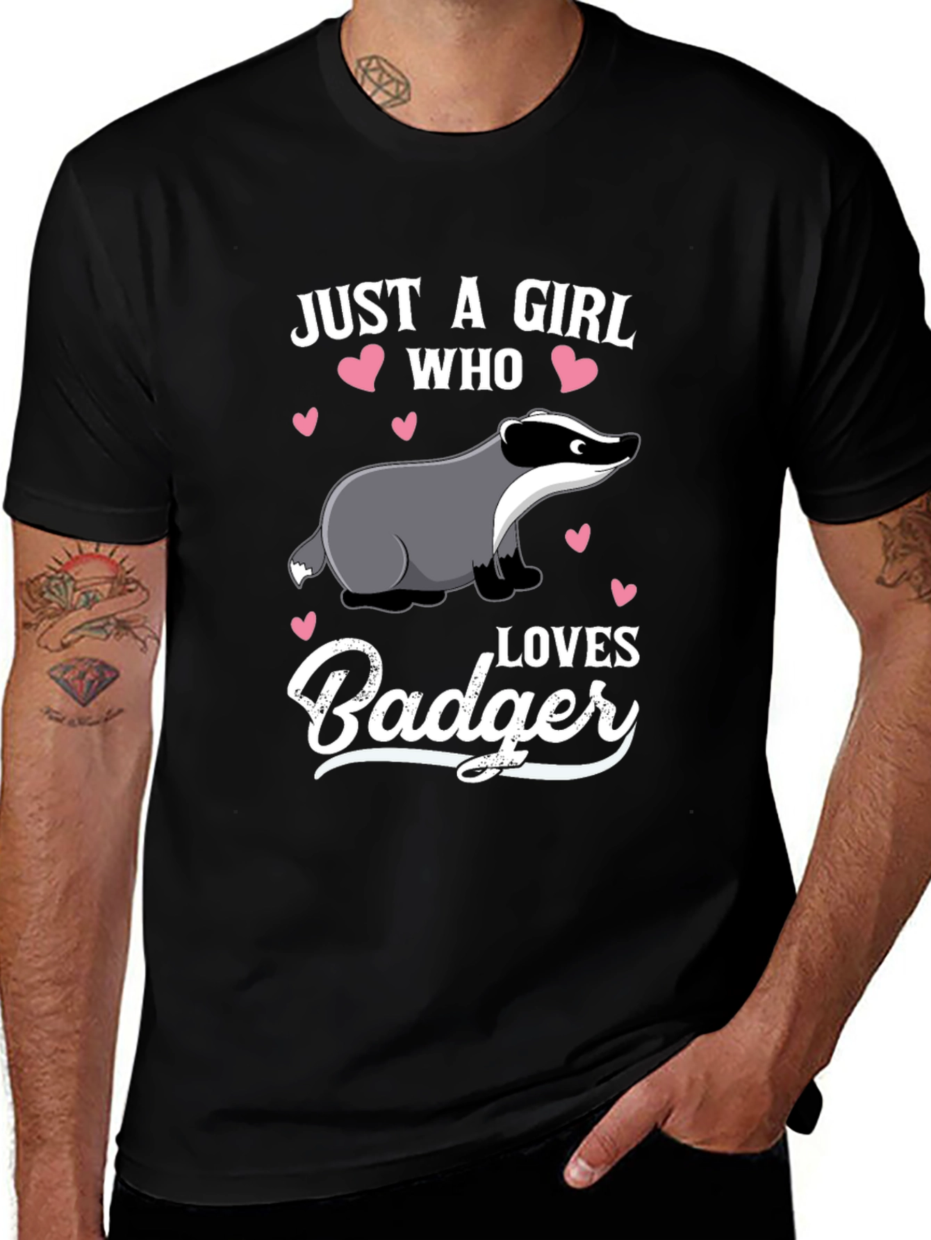 Variant 24 of Girl's Badger Lover T-Shirt - Cute Animal Graphic Tee