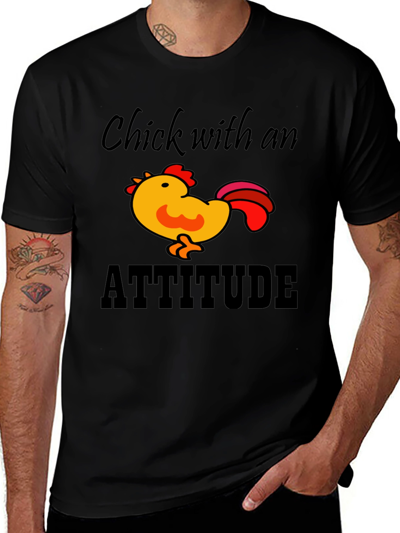 Variant 25 of Chick with Attitude Black T-Shirt