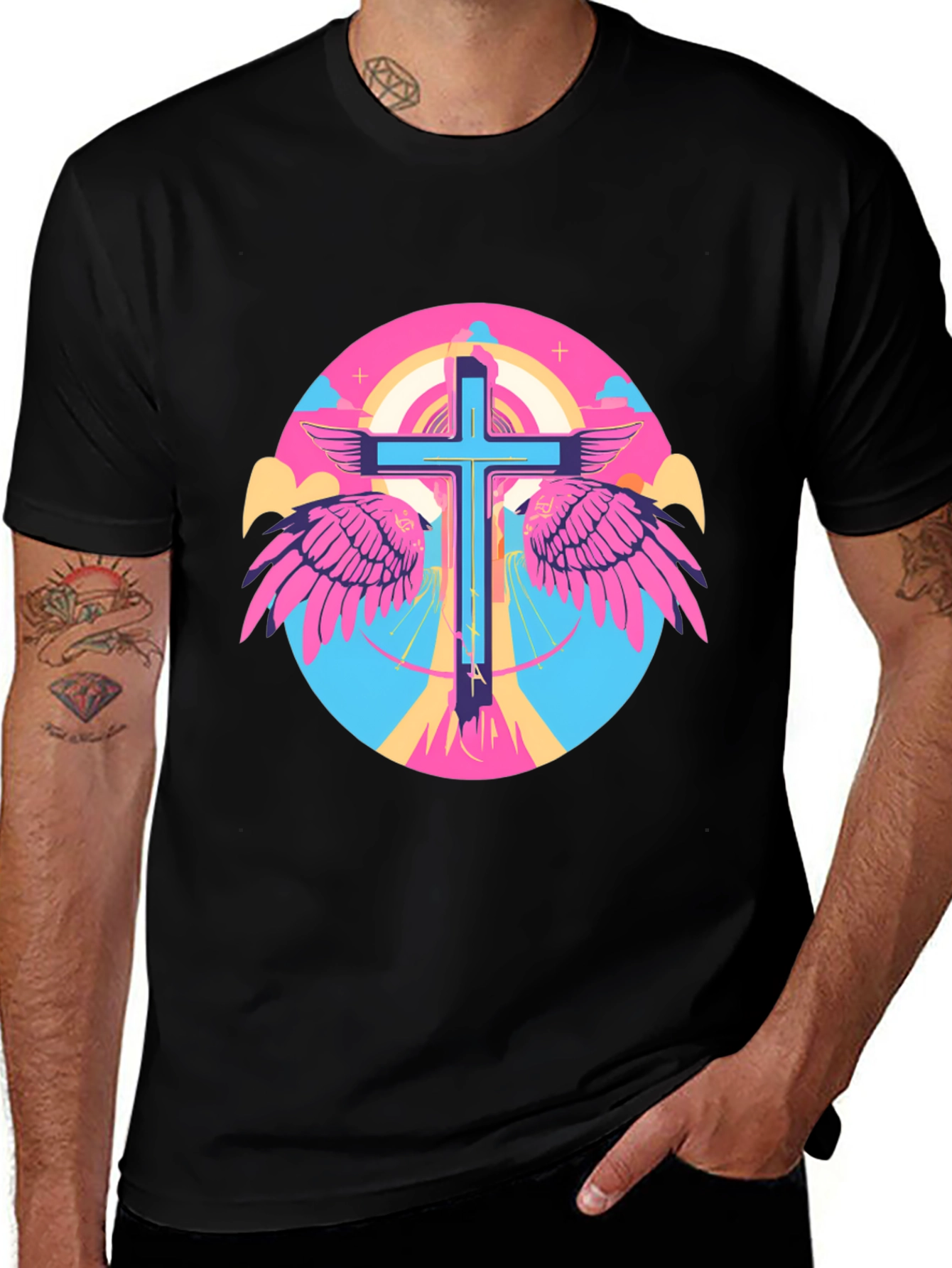 Variant 6 of Winged Cross Graphic Tee