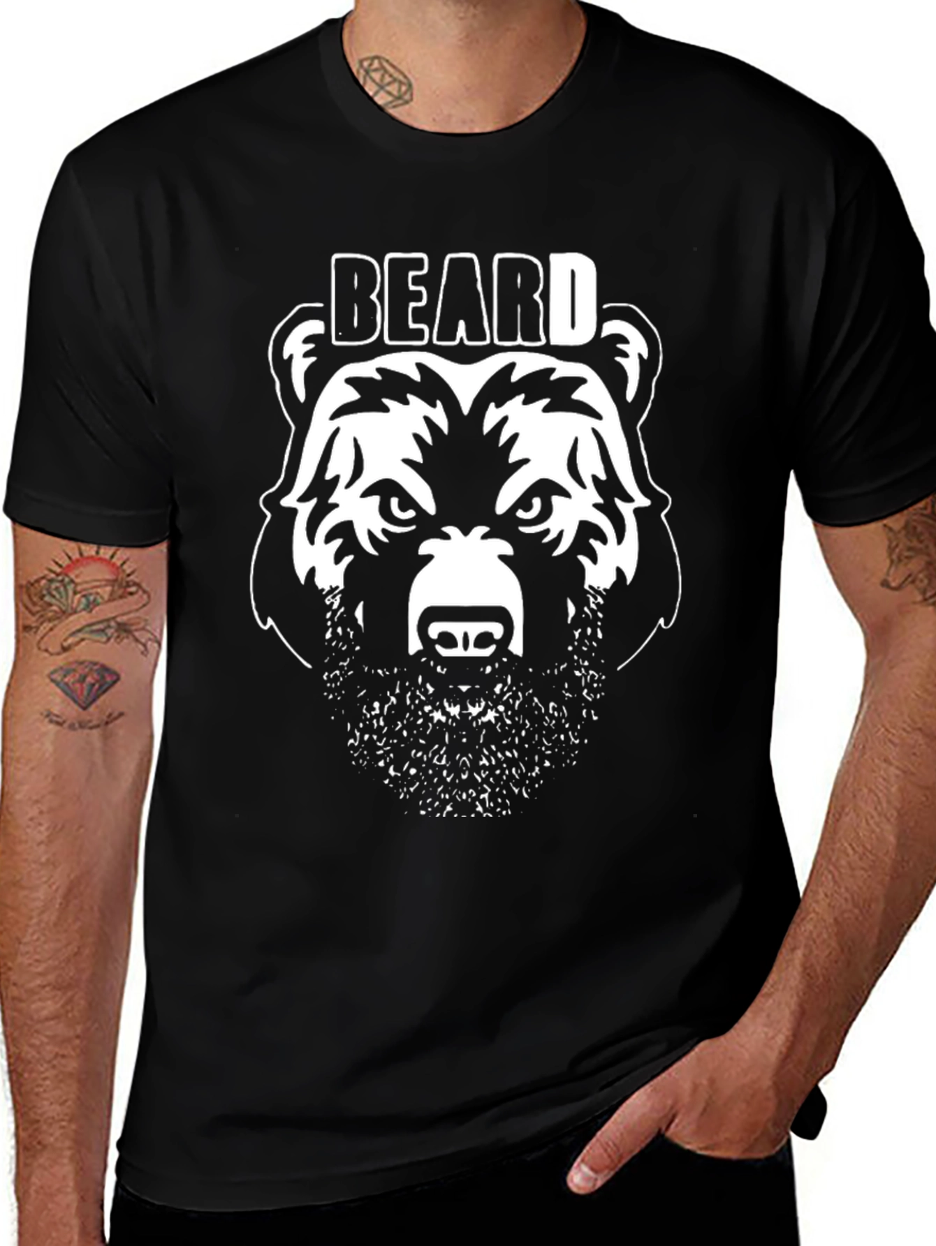 Variant 21 of Bear Beard Graphic Tee - Men's Black T-Shirt