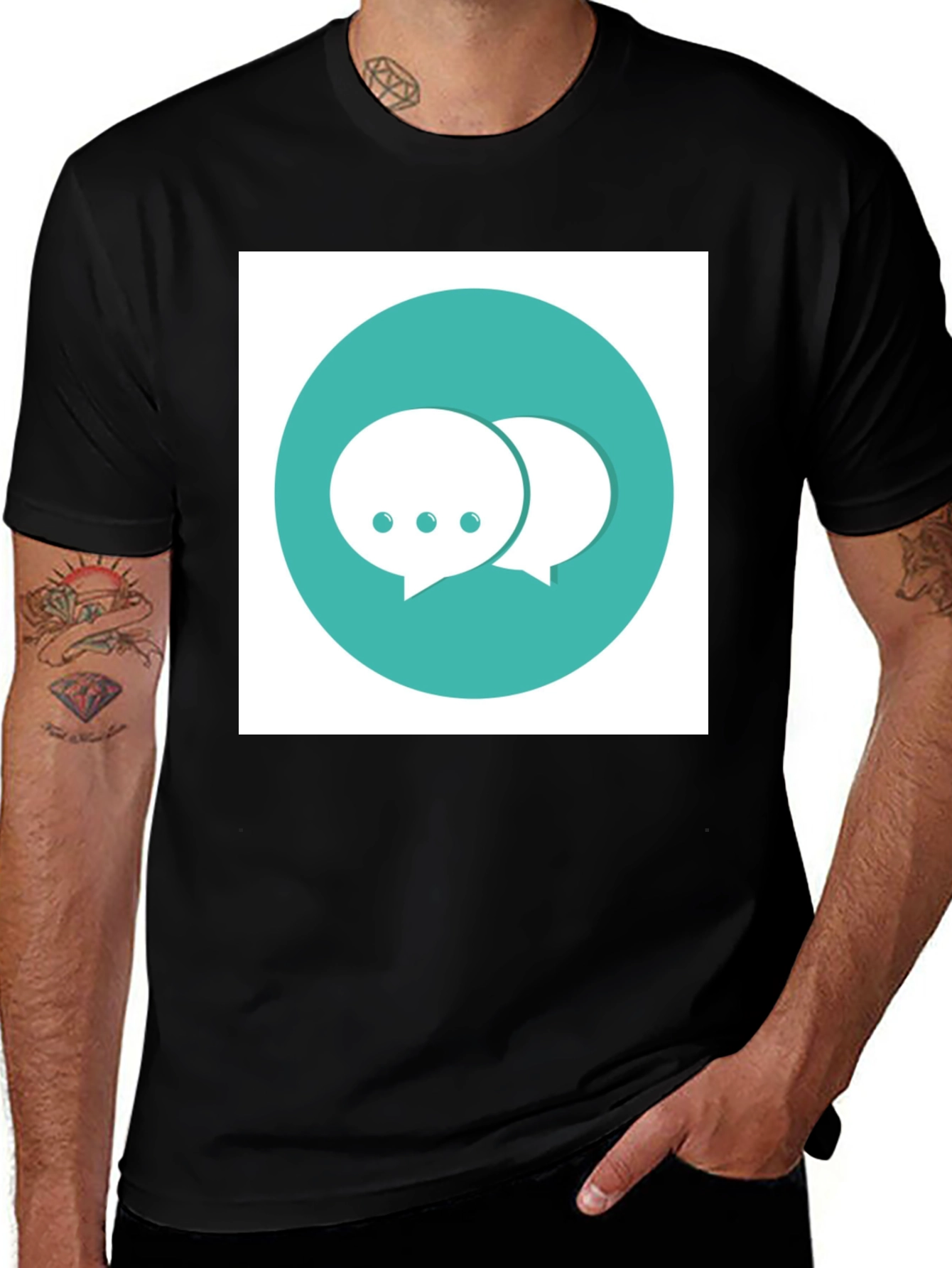 Variant 12 of Black T-Shirt with Chat Bubble Graphic
