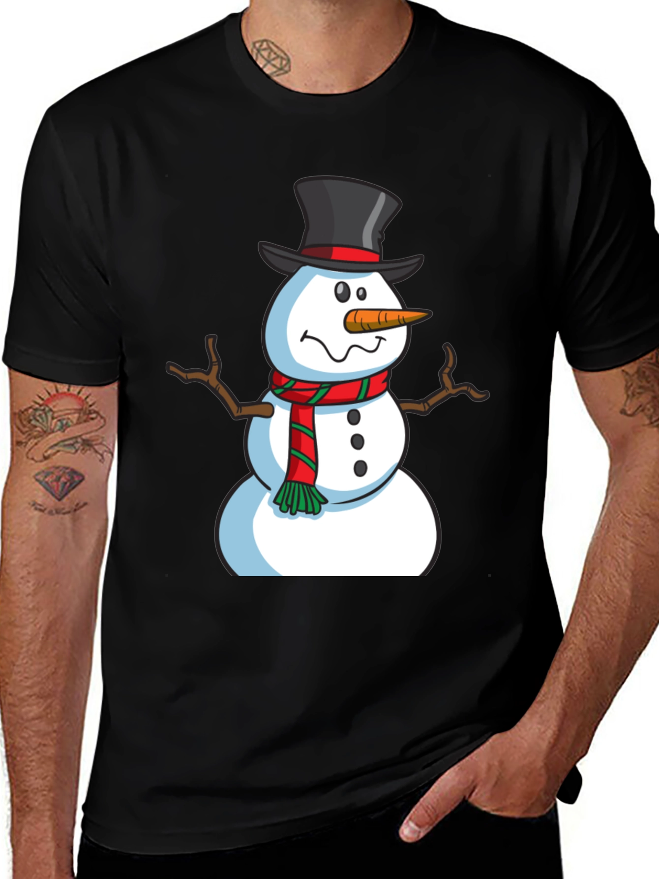 Festive Snowman Graphic T-Shirt - Holiday Season Ready