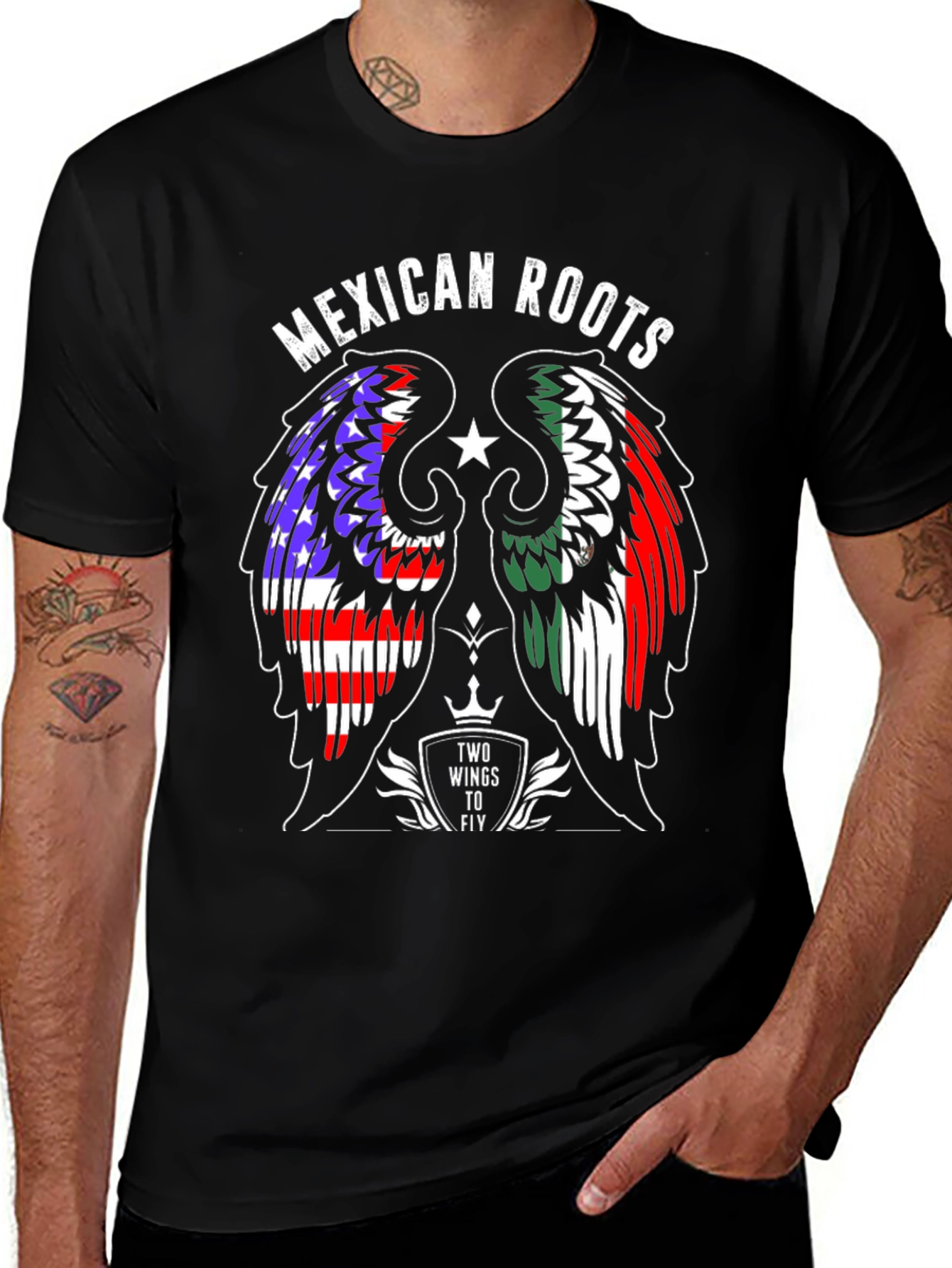 Mexican Roots T-Shirt: Two Wings to Fly