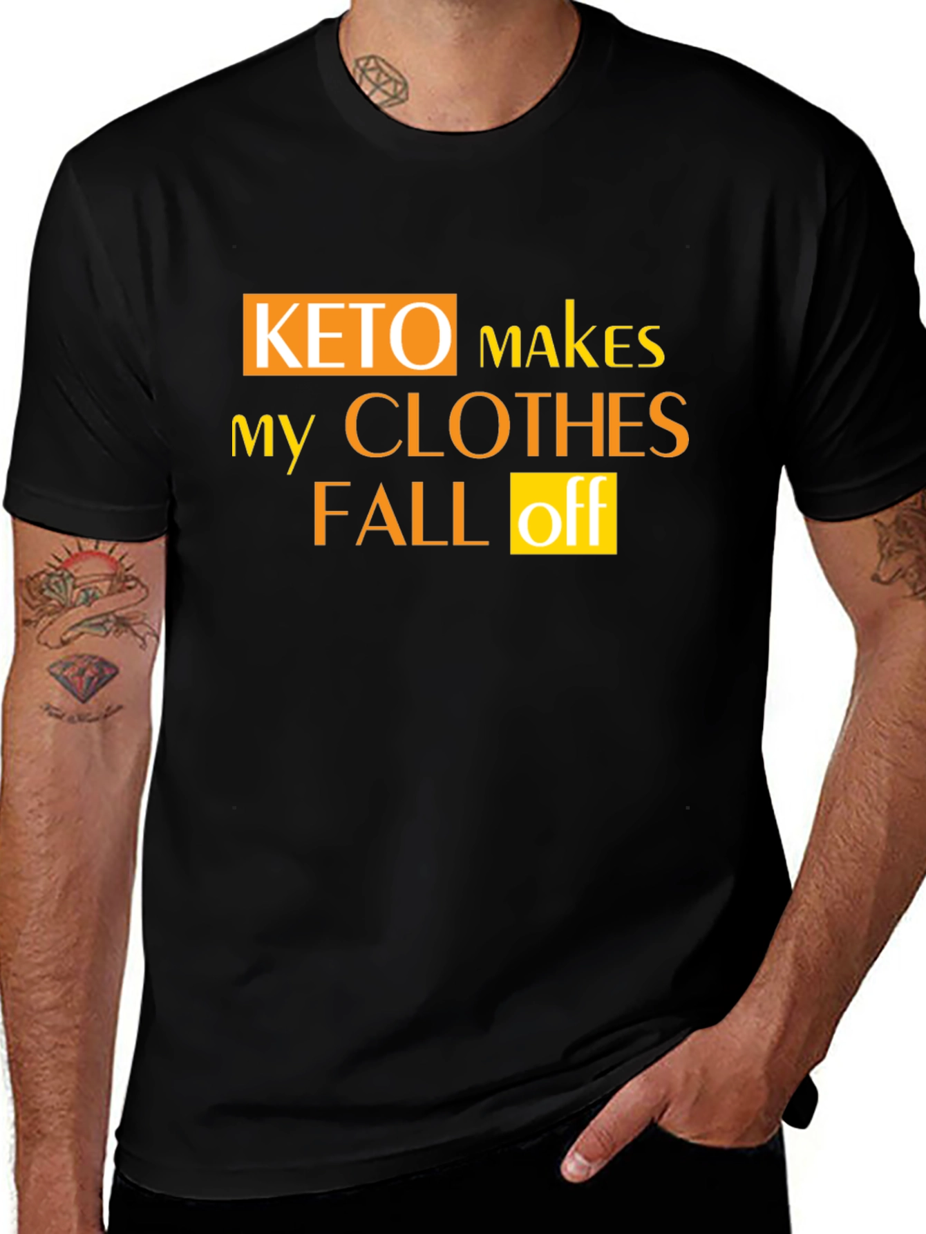 Variant 5 of Keto Makes My Clothes Fall Off Black Graphic T-Shirt