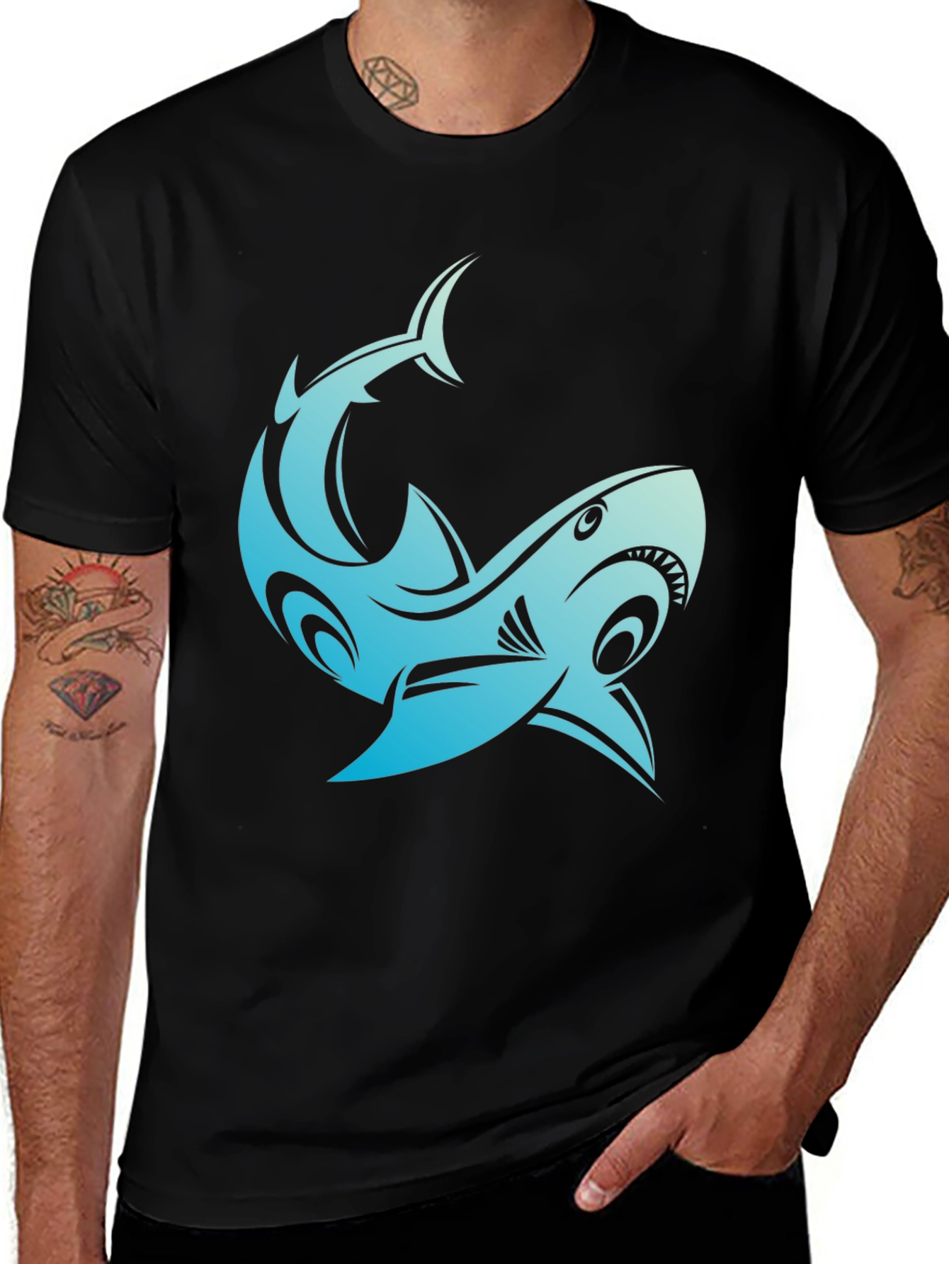 Variant 9 of Shark Graphic Black T-Shirt