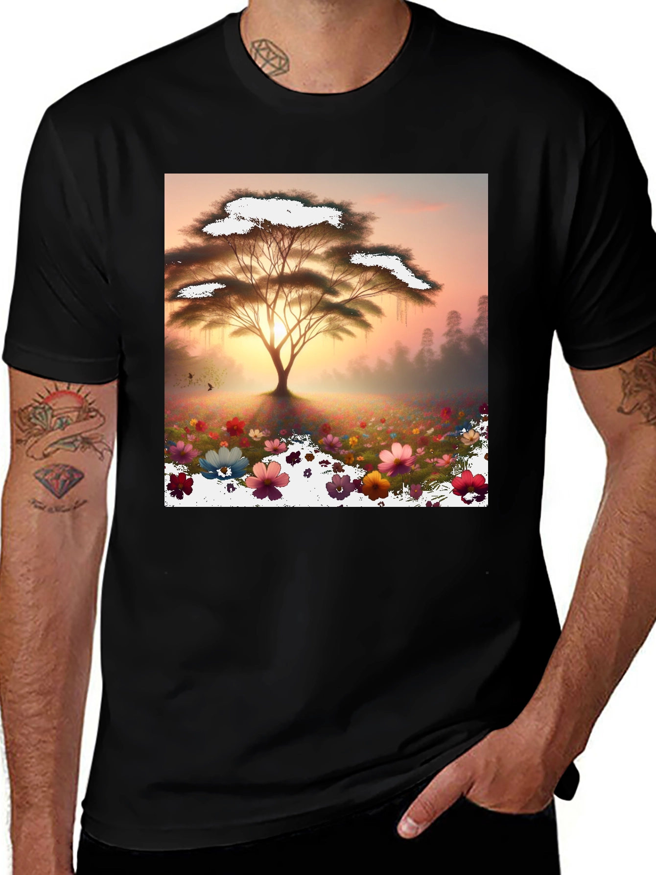 Variant 22 of Sunset Bloom Tree Graphic Tee