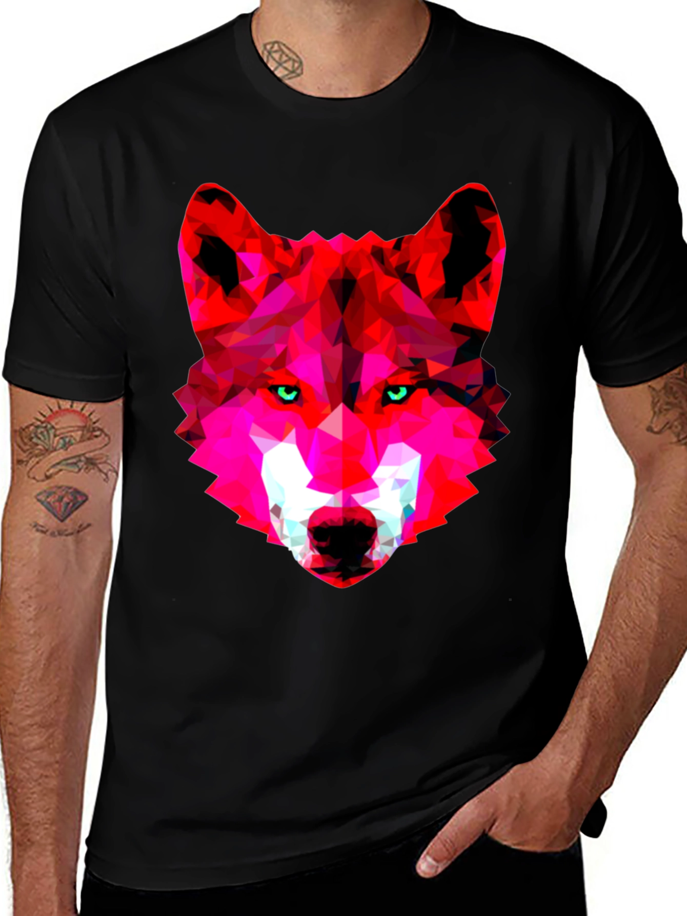 Geometric Wolf Graphic Tee - Modern Style