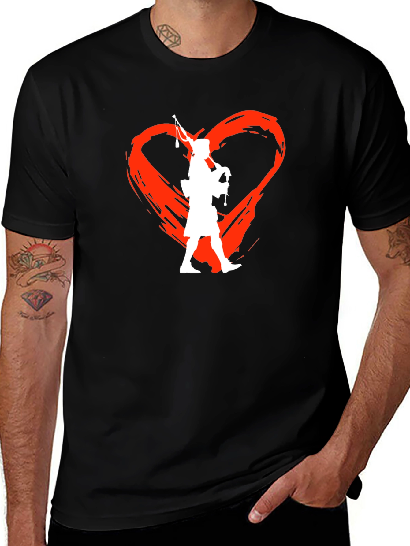 Scottish Piper Heart T-Shirt