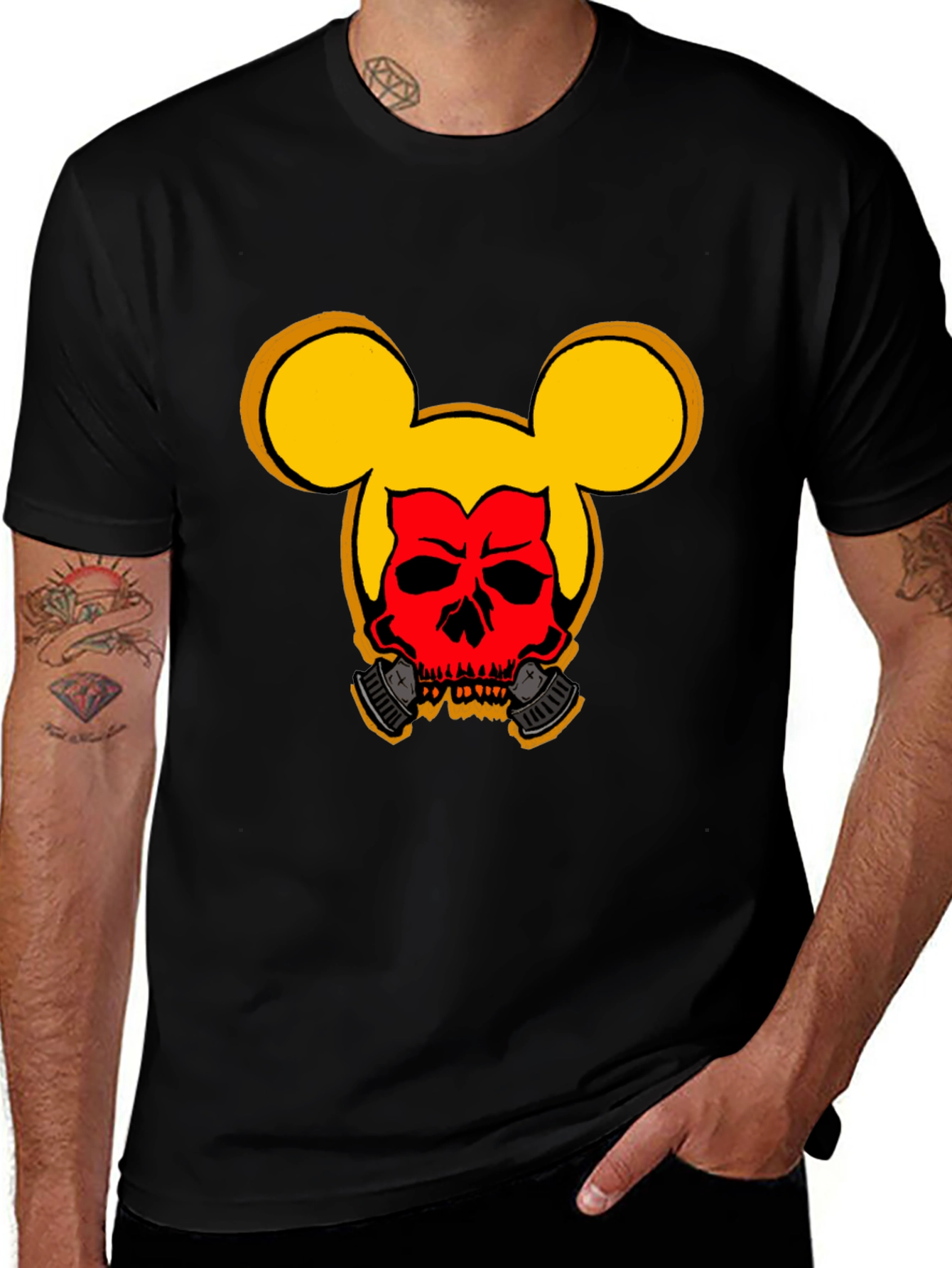 Variant 18 of Mickey Skull Gas Mask Black T-Shirt