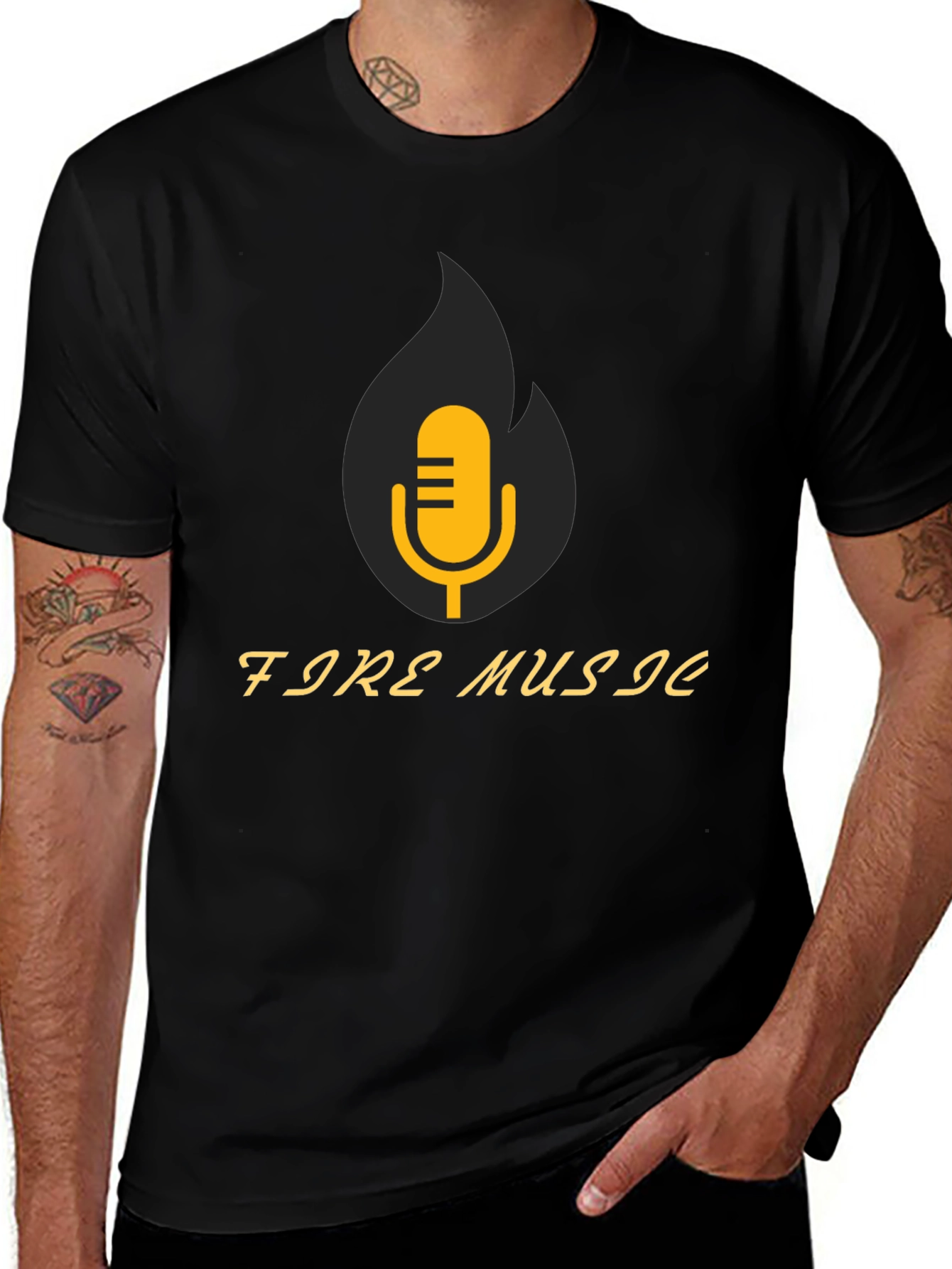 Variant 11 of Fire Music Graphic Tee - Stylish Black T-Shirt