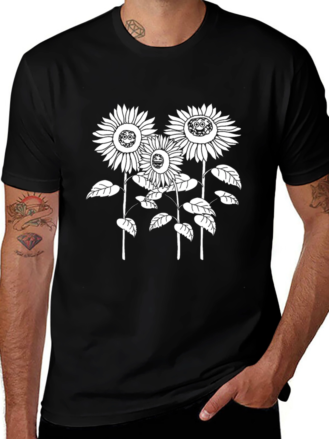 Variant 28 of Sunflower Graphic Tee - Black Cotton T-Shirt