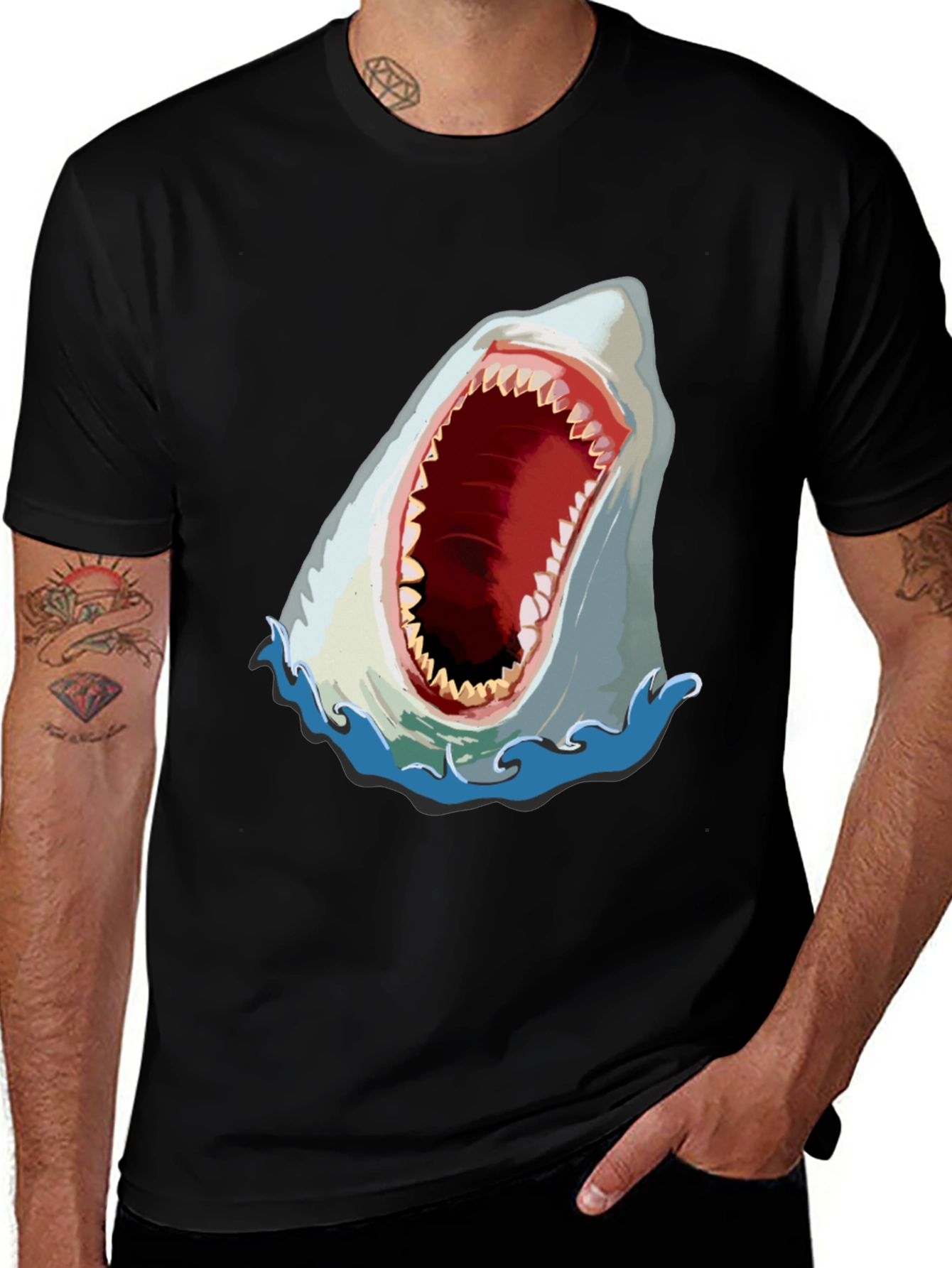 Variant 17 of Shark Graphic Tee - Men's Black T-Shirt