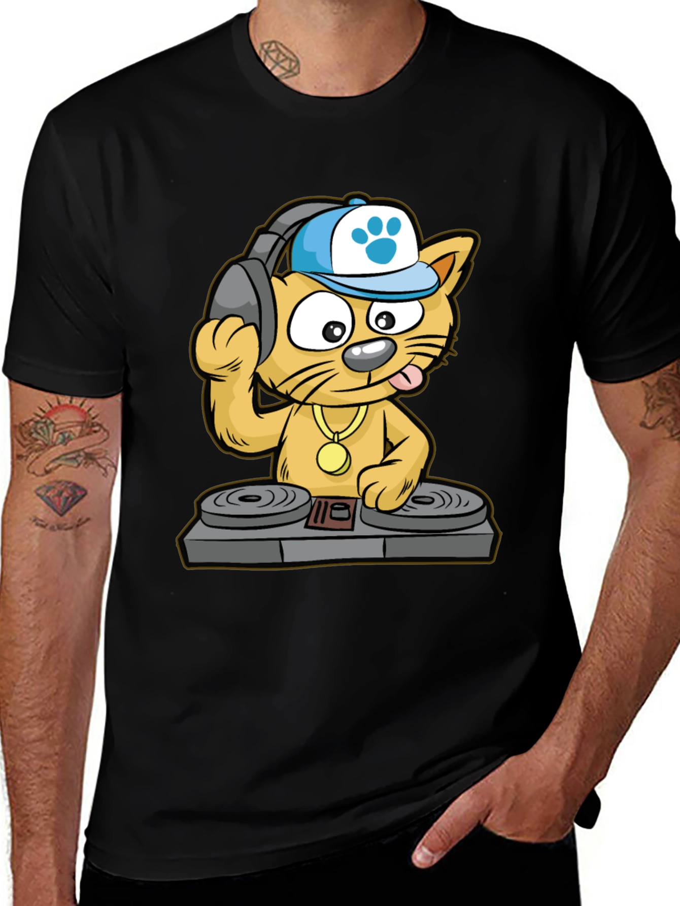Variant 19 of DJ Cat T-Shirt - Cool Cartoon Graphic Tee