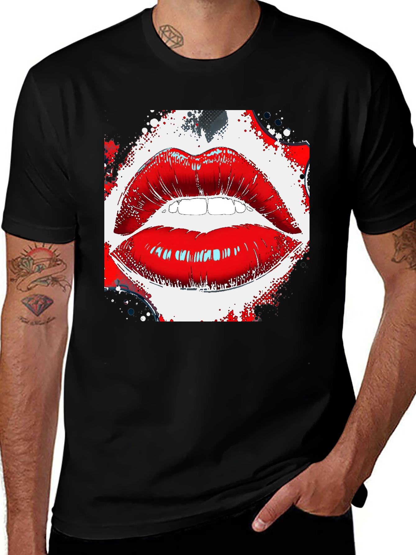 Variant 14 of Red Lips Graphic Tee - Modern Streetwear Style