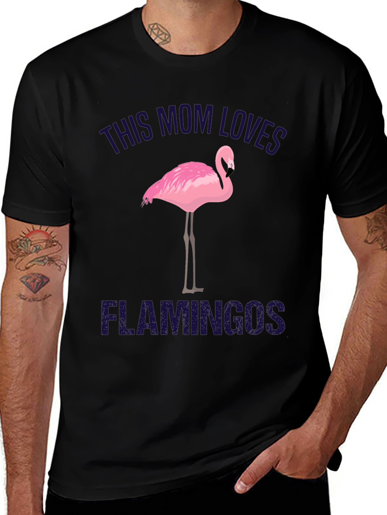 Variant 9 of This Mom Loves Flamingos Black T-Shirt