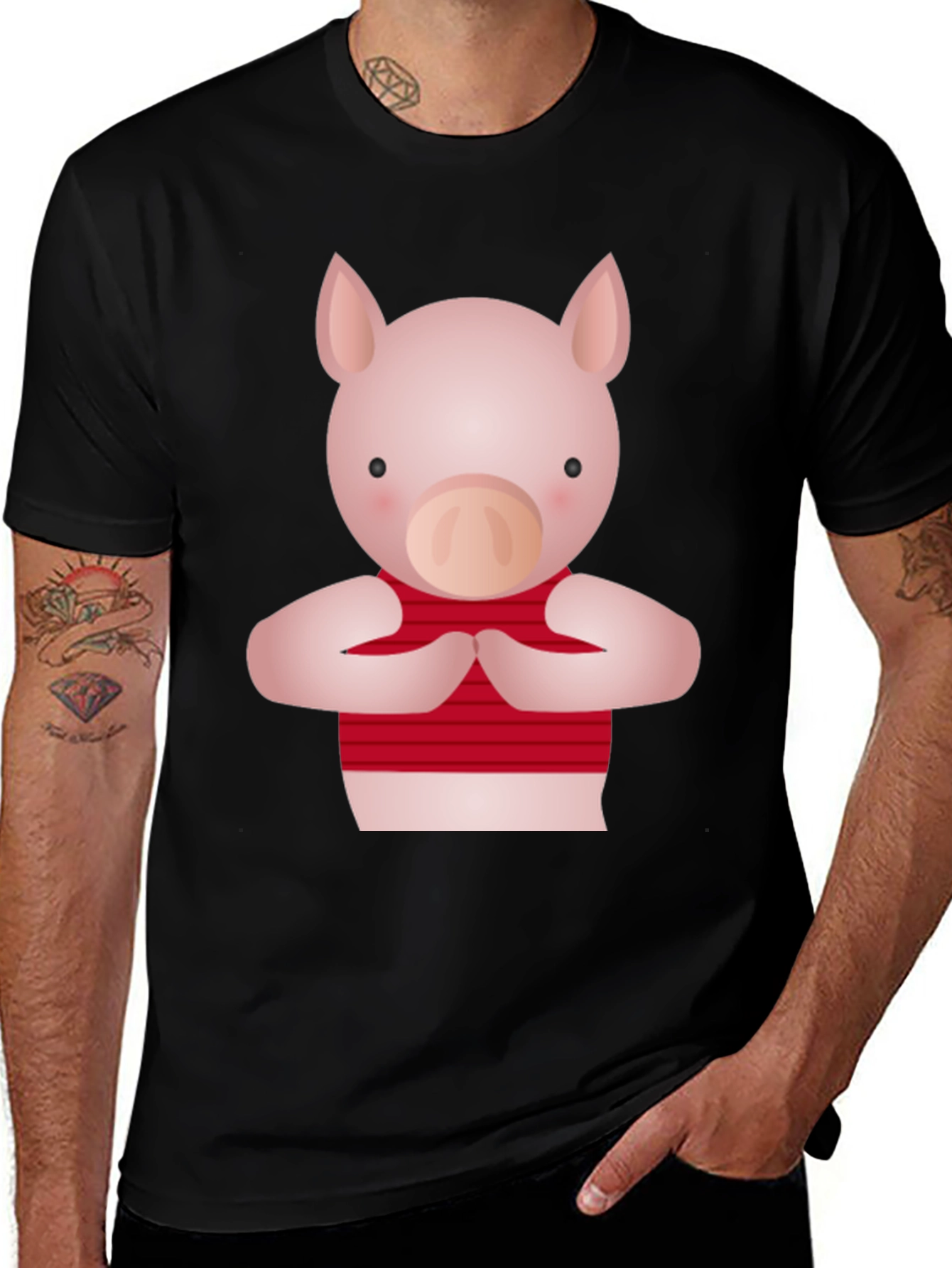 Variant 8 of Cute Pig Graphic Black T-Shirt