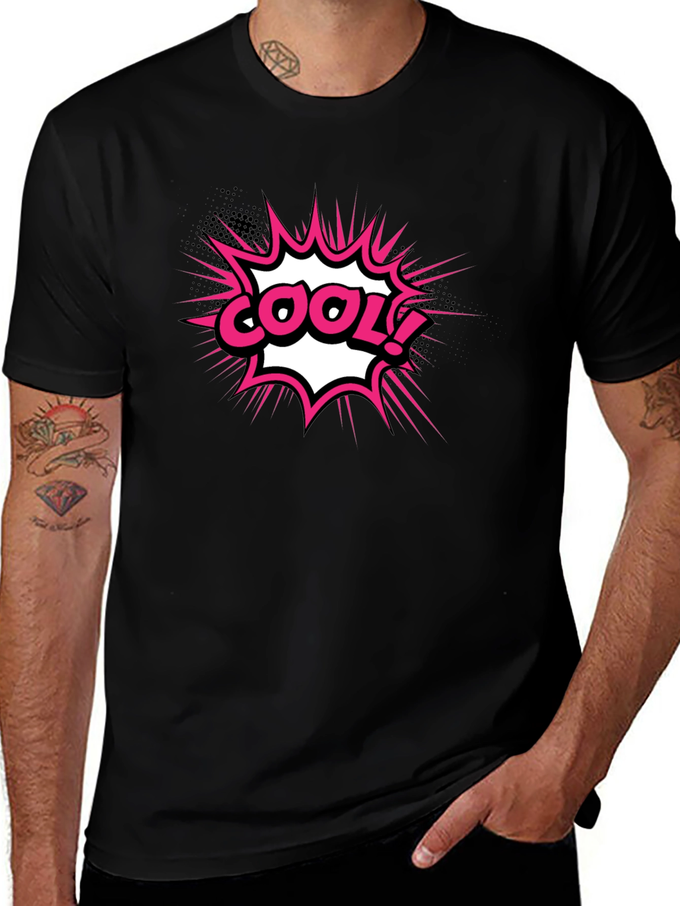 Cool Graphic T-Shirt - Black Comic Style Tee