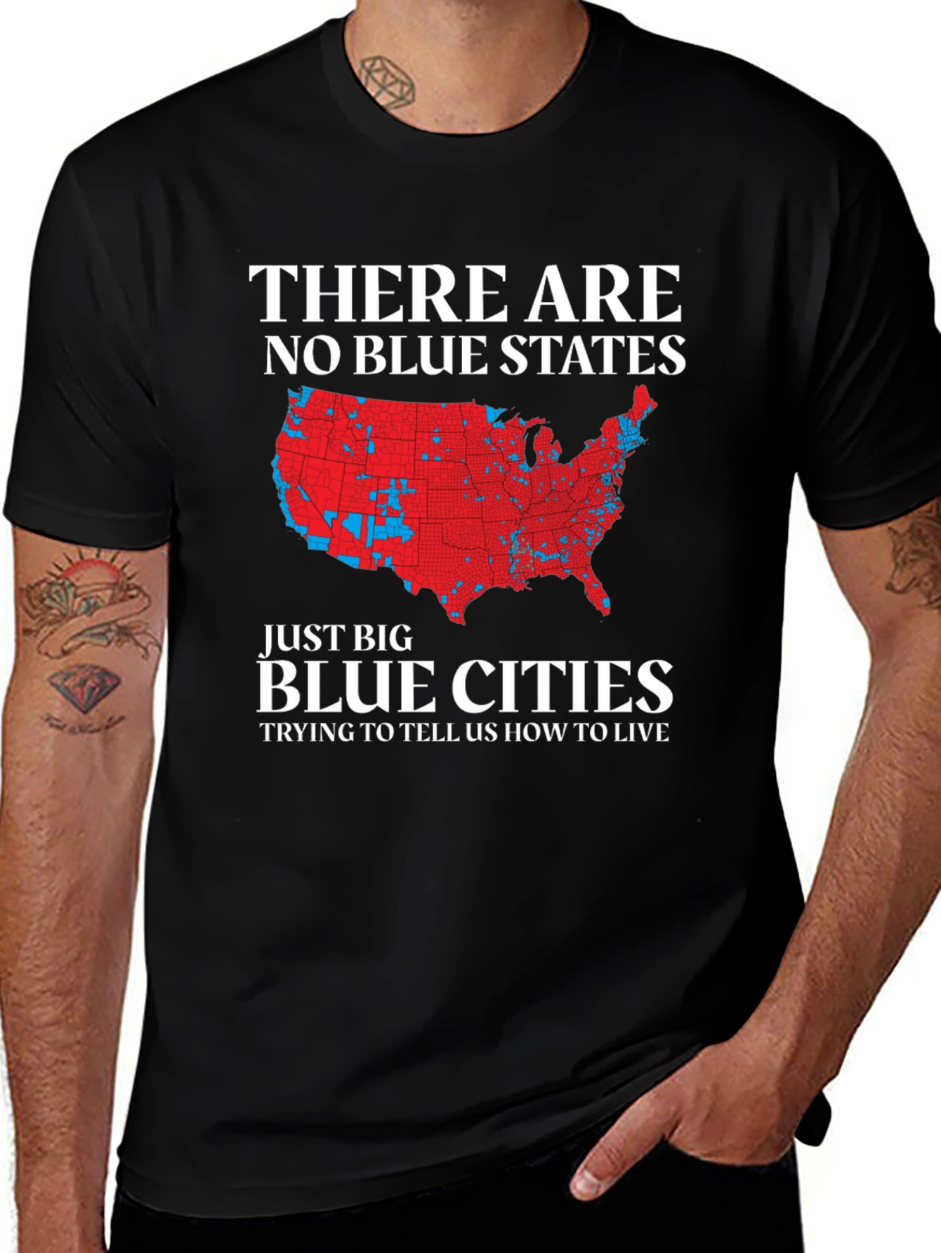 Black Political Statement T-Shirt: No Blue States main image