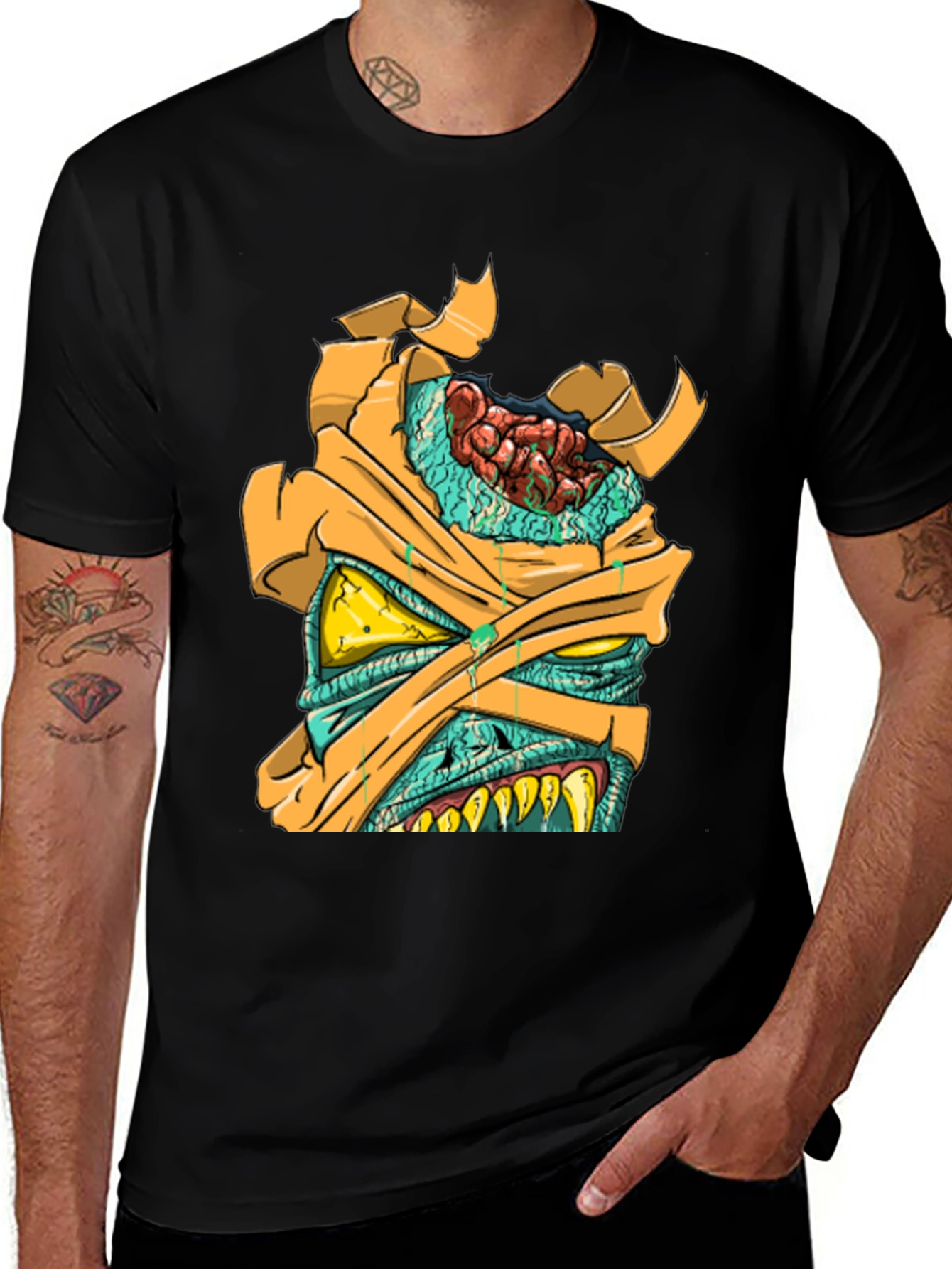 Variant 19 of Mummy Brains Graphic Tee - Spooky Halloween Design