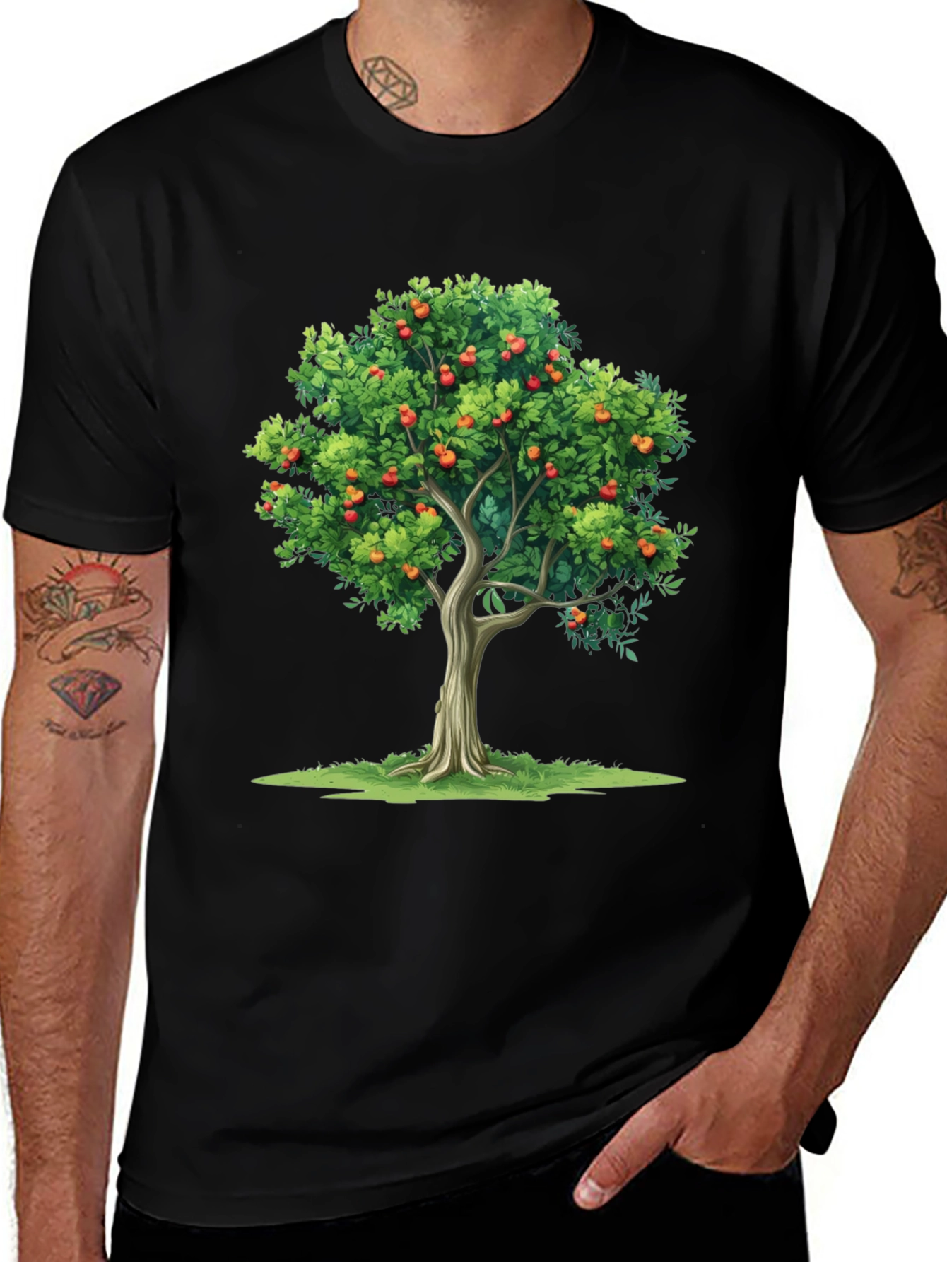 Variant 13 of Fruit Tree Graphic Black T-Shirt