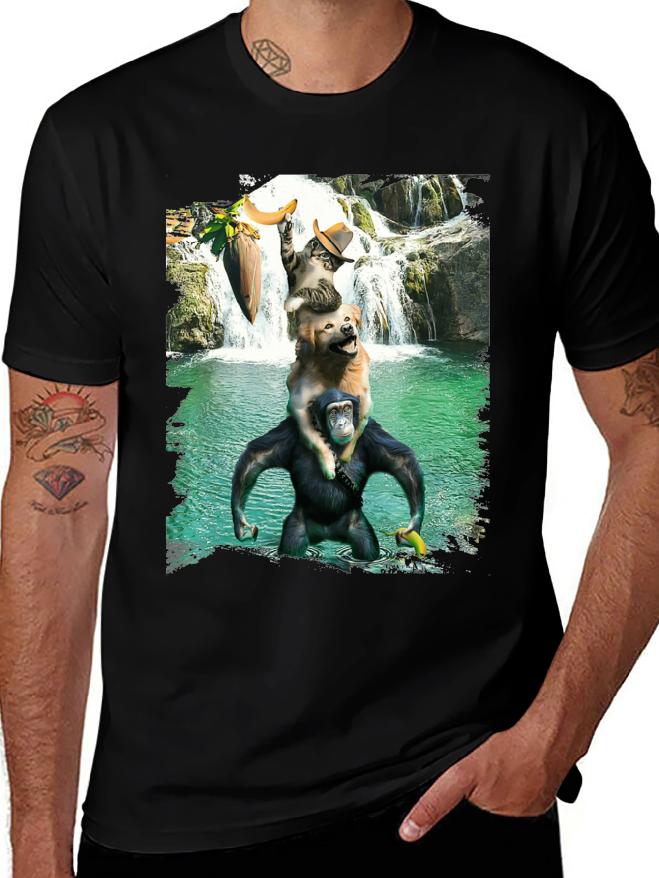 Variant 8 of Funny Animal Waterfall Graphic Tee