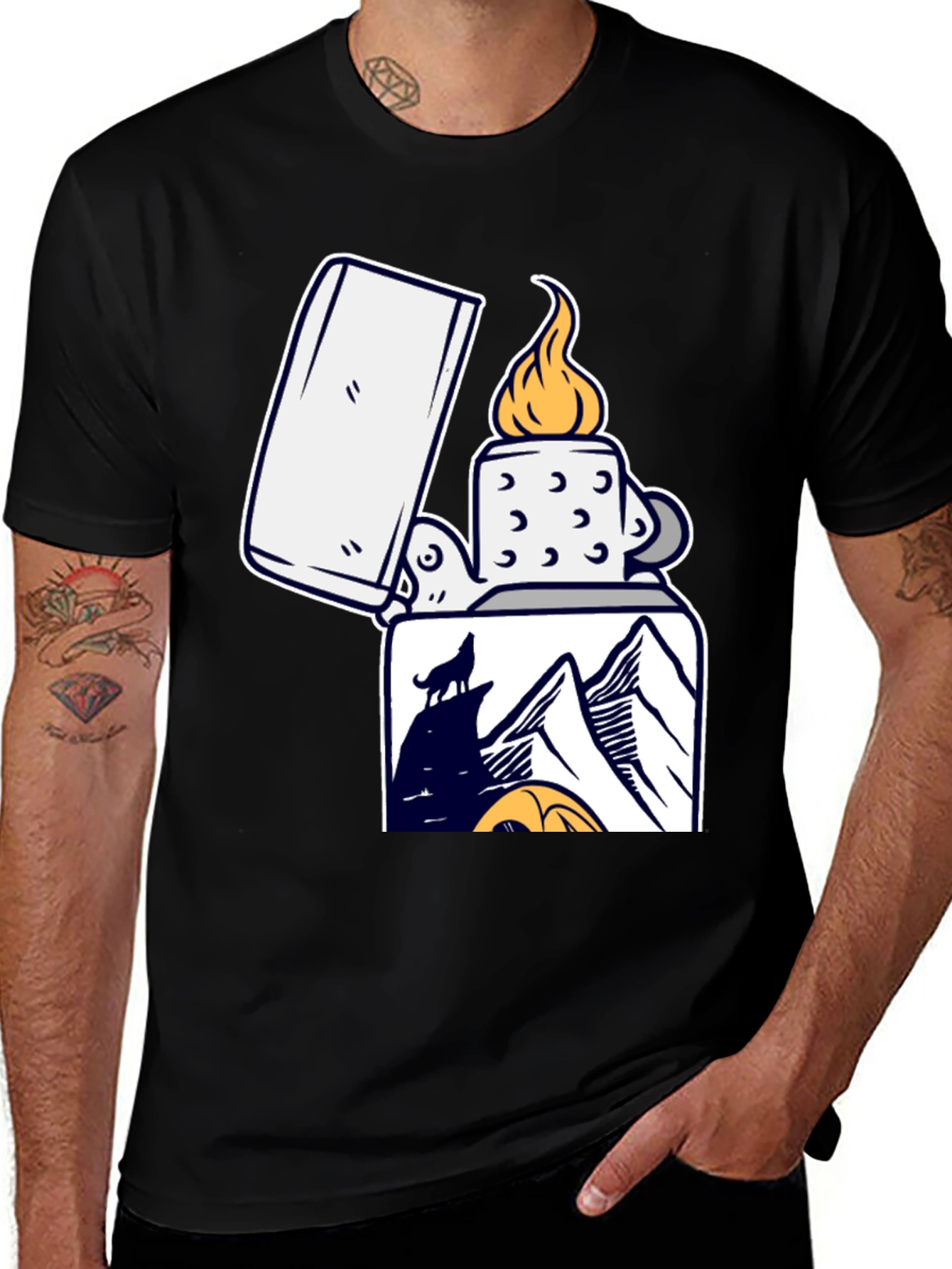 Lighter Wolf Mountain Graphic T-Shirt