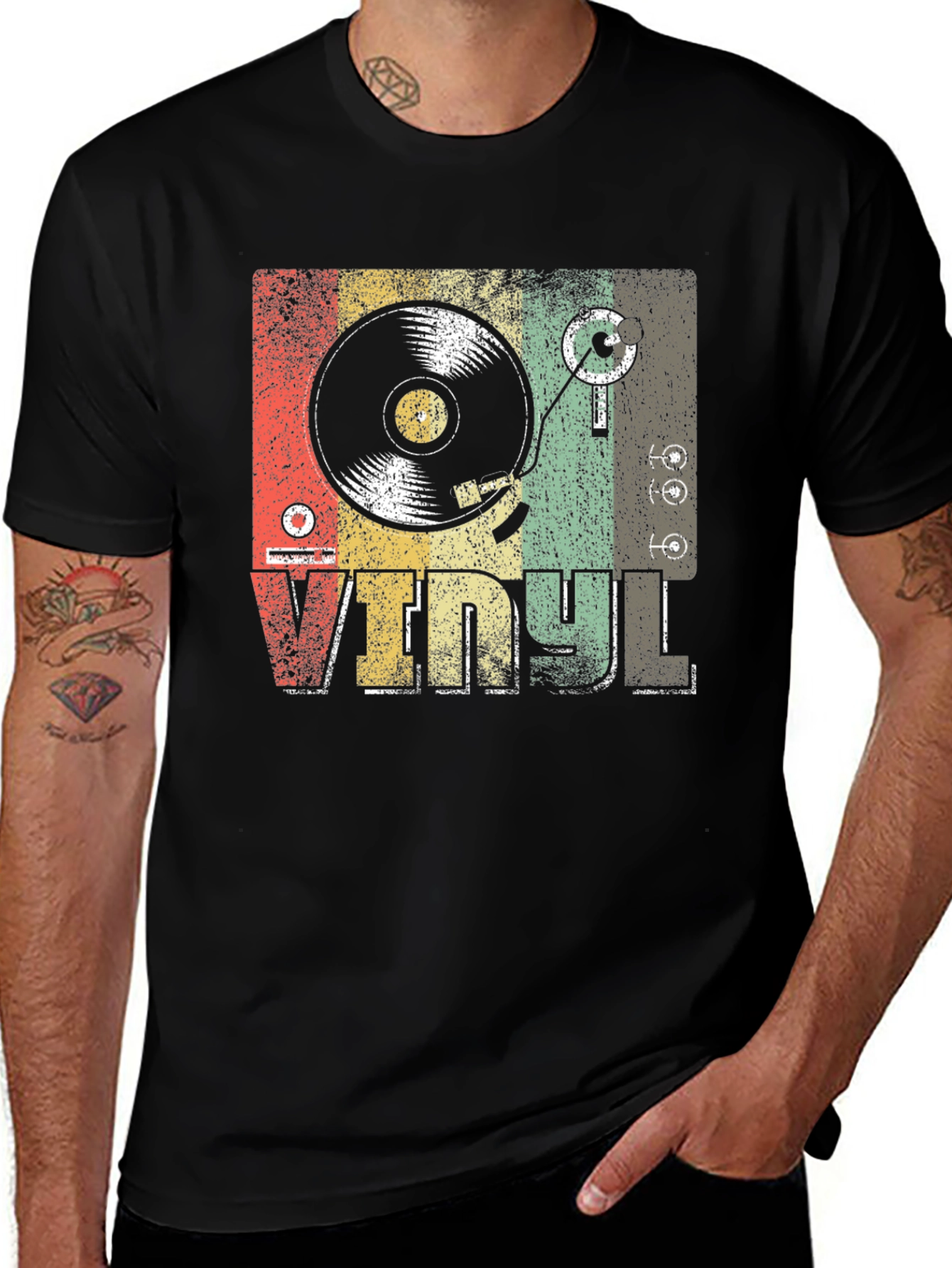 Variant 25 of Vintage Vinyl Record Player Graphic T-Shirt