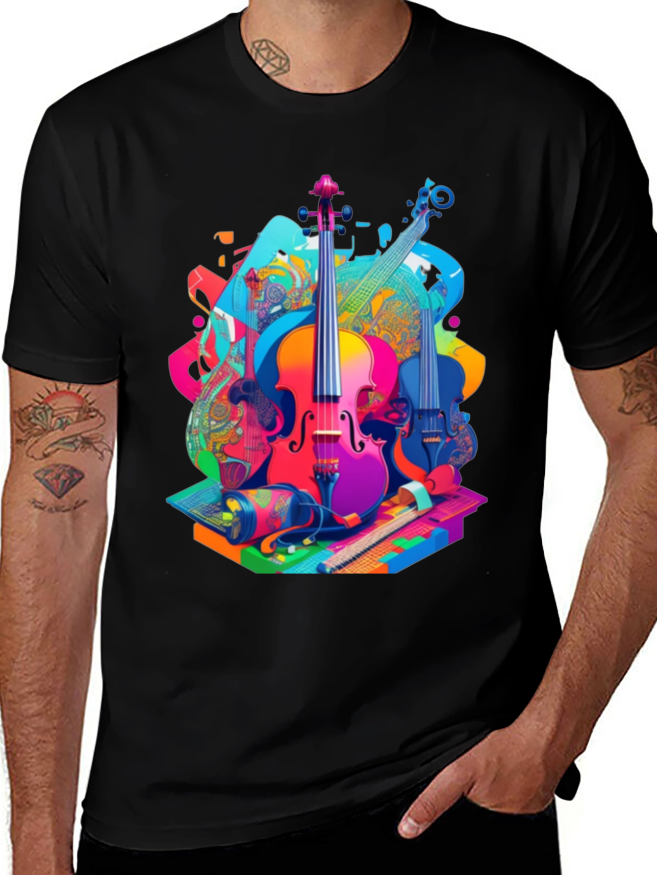 Variant 12 of Colorful Musical Instruments Graphic T-Shirt