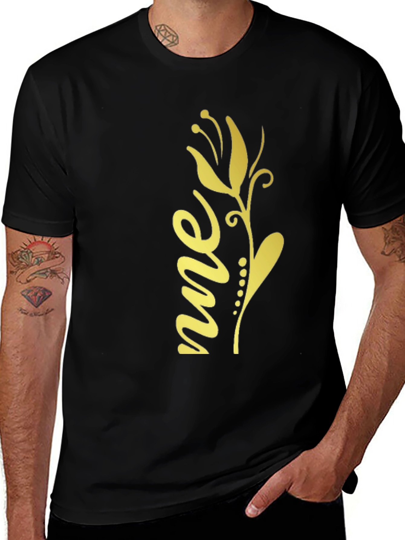 Variant 17 of Floral Script Graphic Tee - Black Unisex