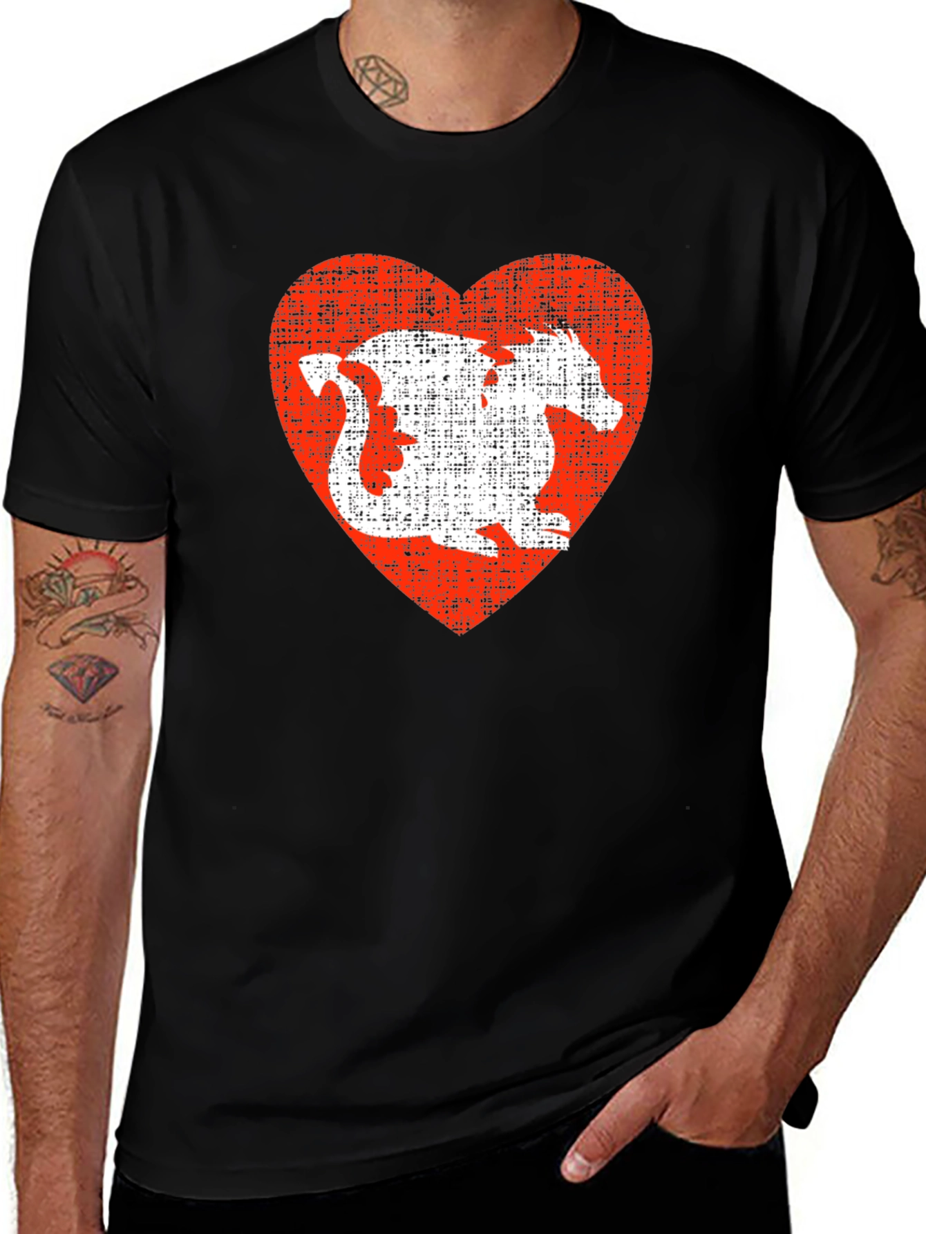 Variant 4 of Dragon Heart Graphic Tee - Black Casual T-Shirt