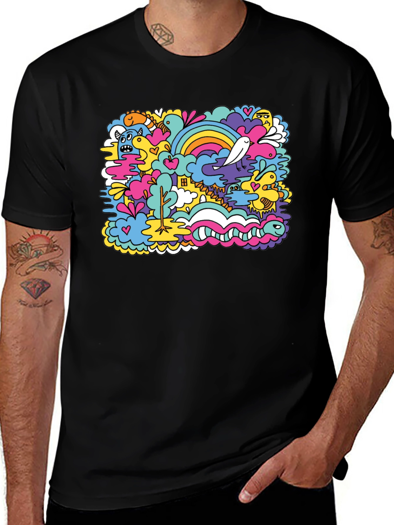 Variant 20 of Doodle Art Black T-Shirt