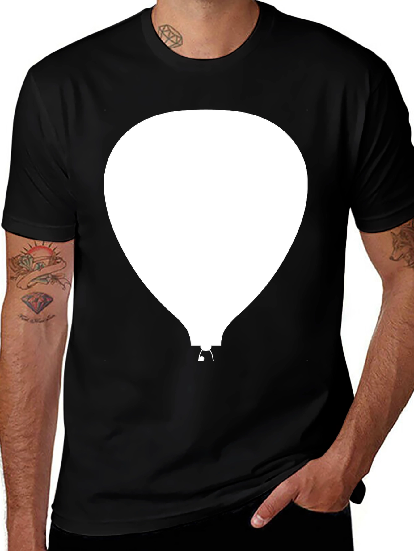 Variant 14 of Men's Black T-Shirt with Balloon Graphic